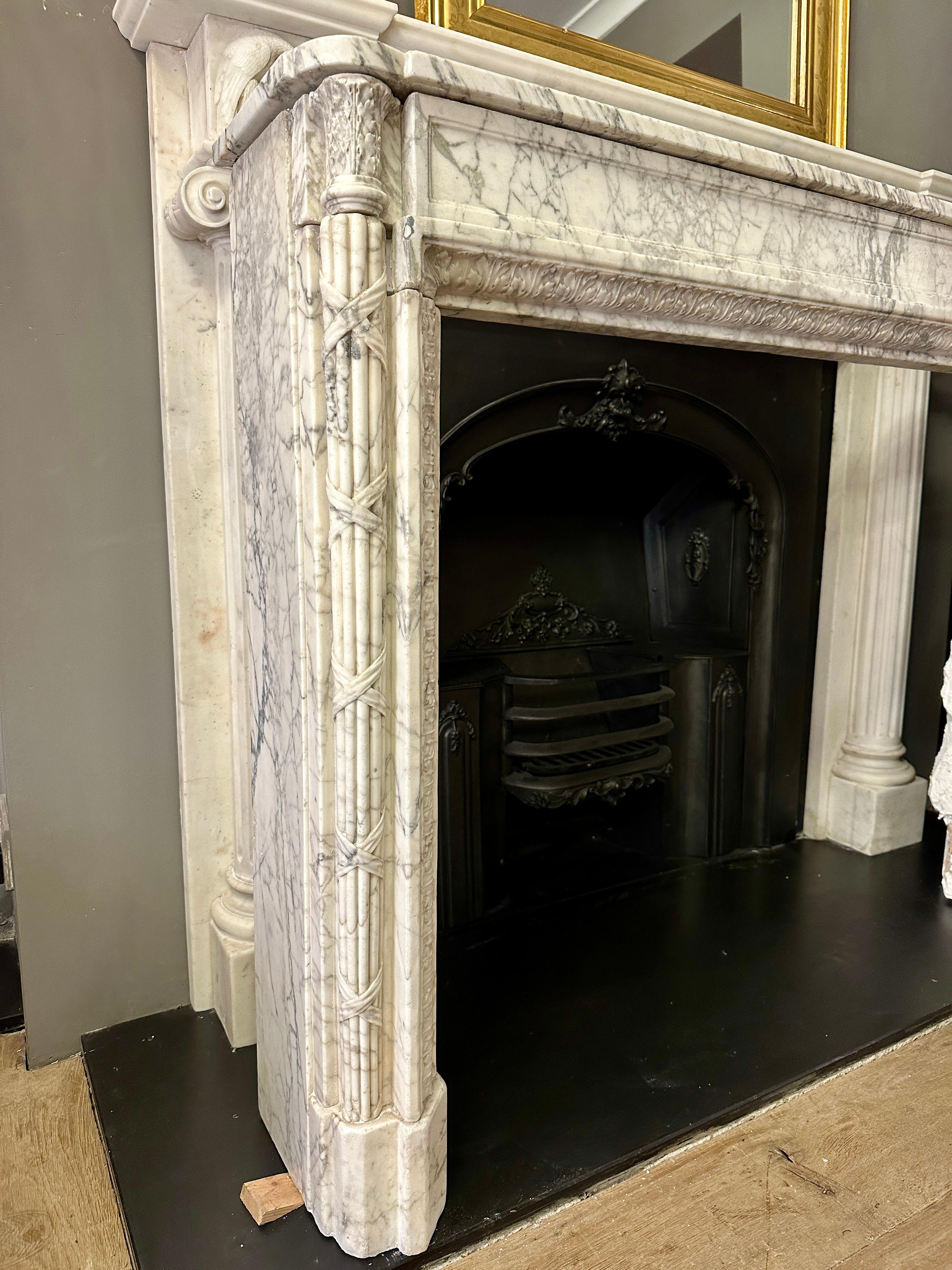 An 18th Century Louis XVI  Calacatta Marble Fireplace Mantel  For Sale 7
