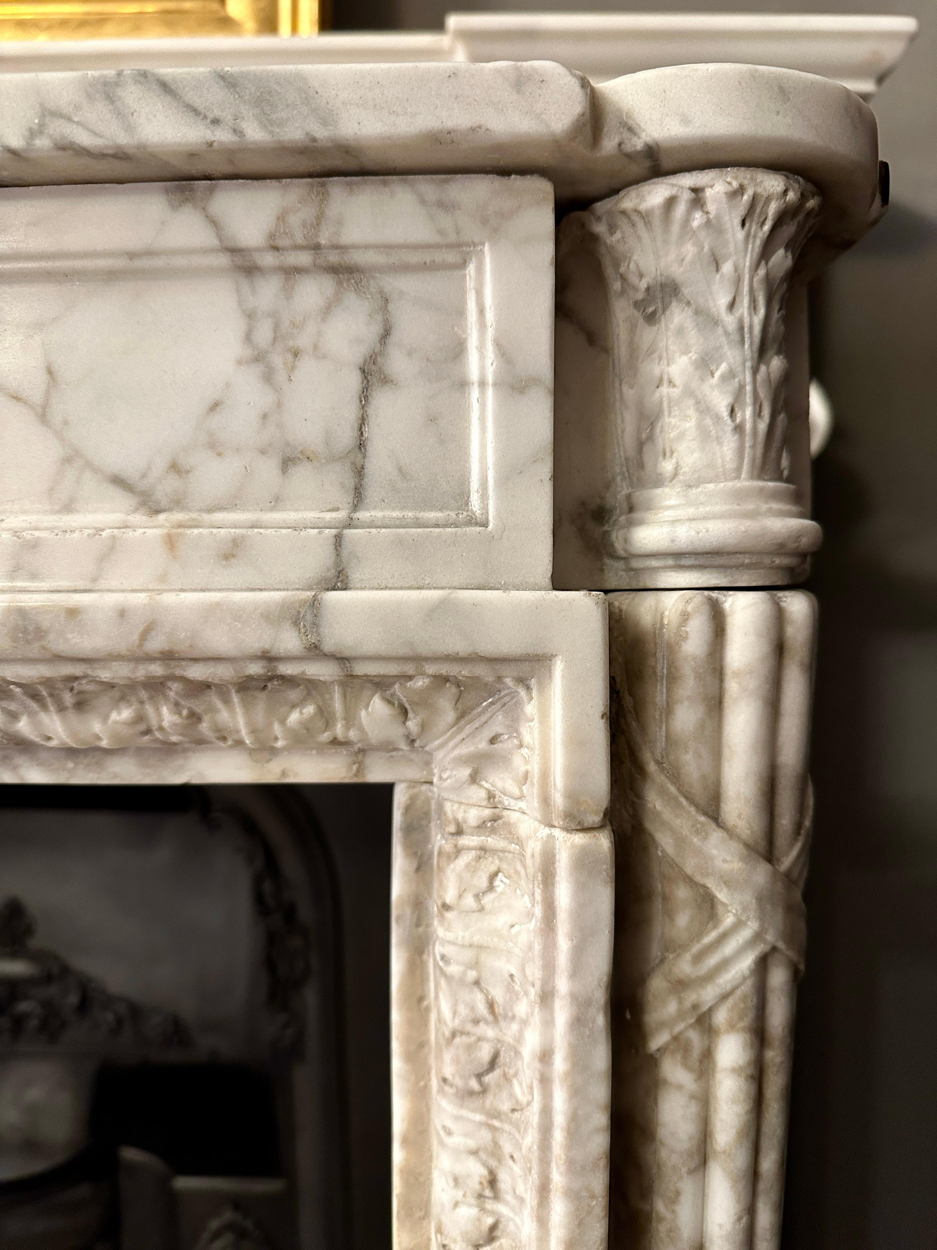 Late 18th Century An 18th Century Louis XVI  Calacatta Marble Fireplace Mantel  For Sale
