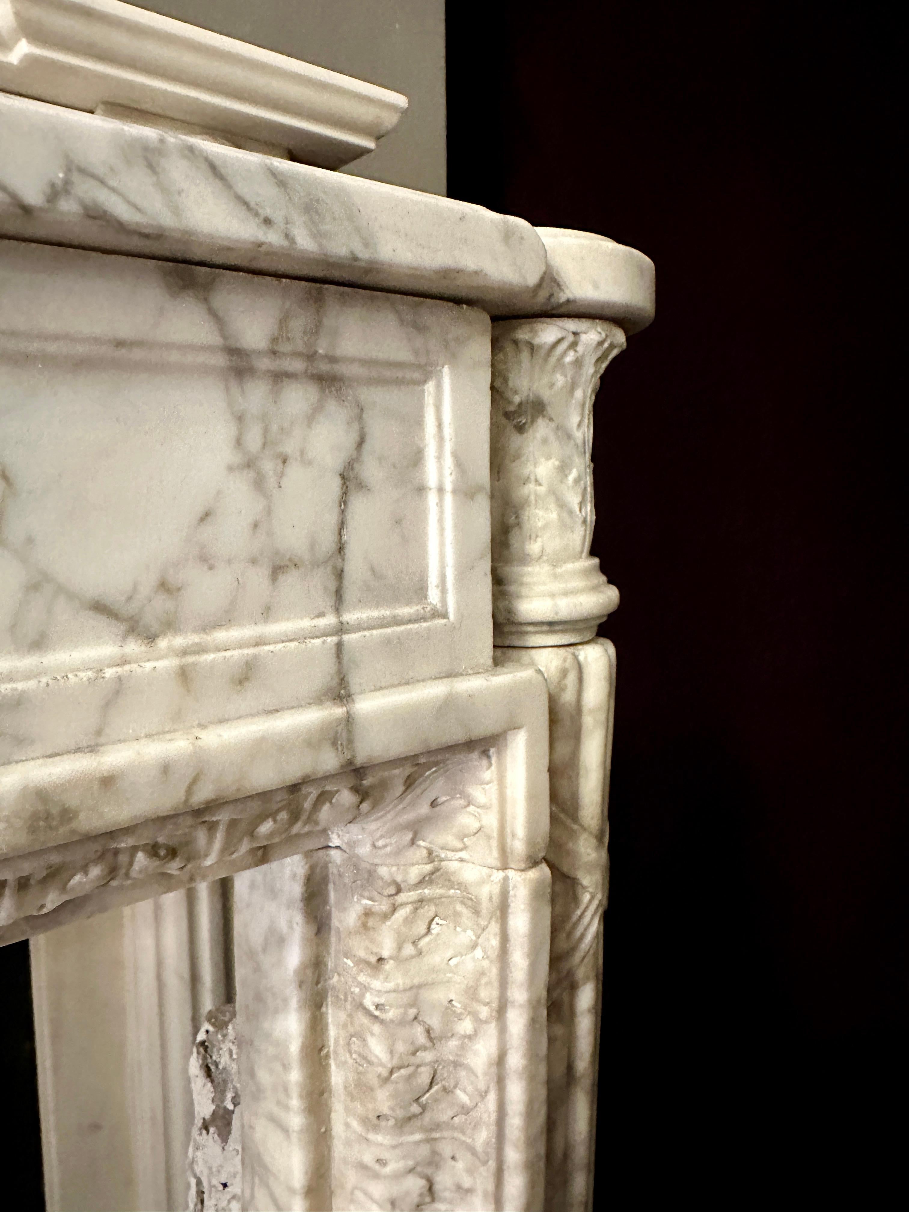 An 18th Century Louis XVI  Calacatta Marble Fireplace Mantel  For Sale 1