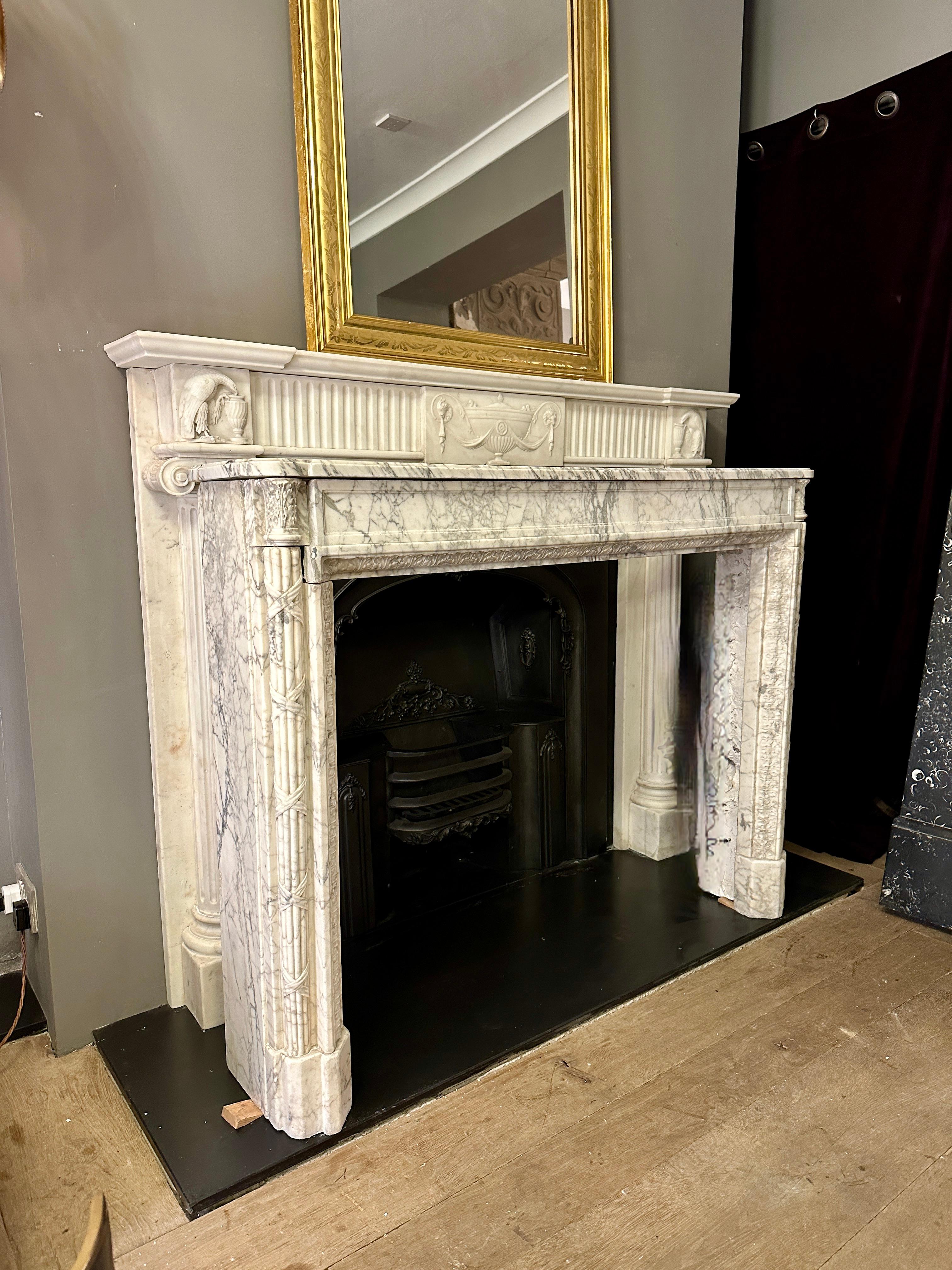 An 18th Century Louis XVI  Calacatta Marble Fireplace Mantel  For Sale 2