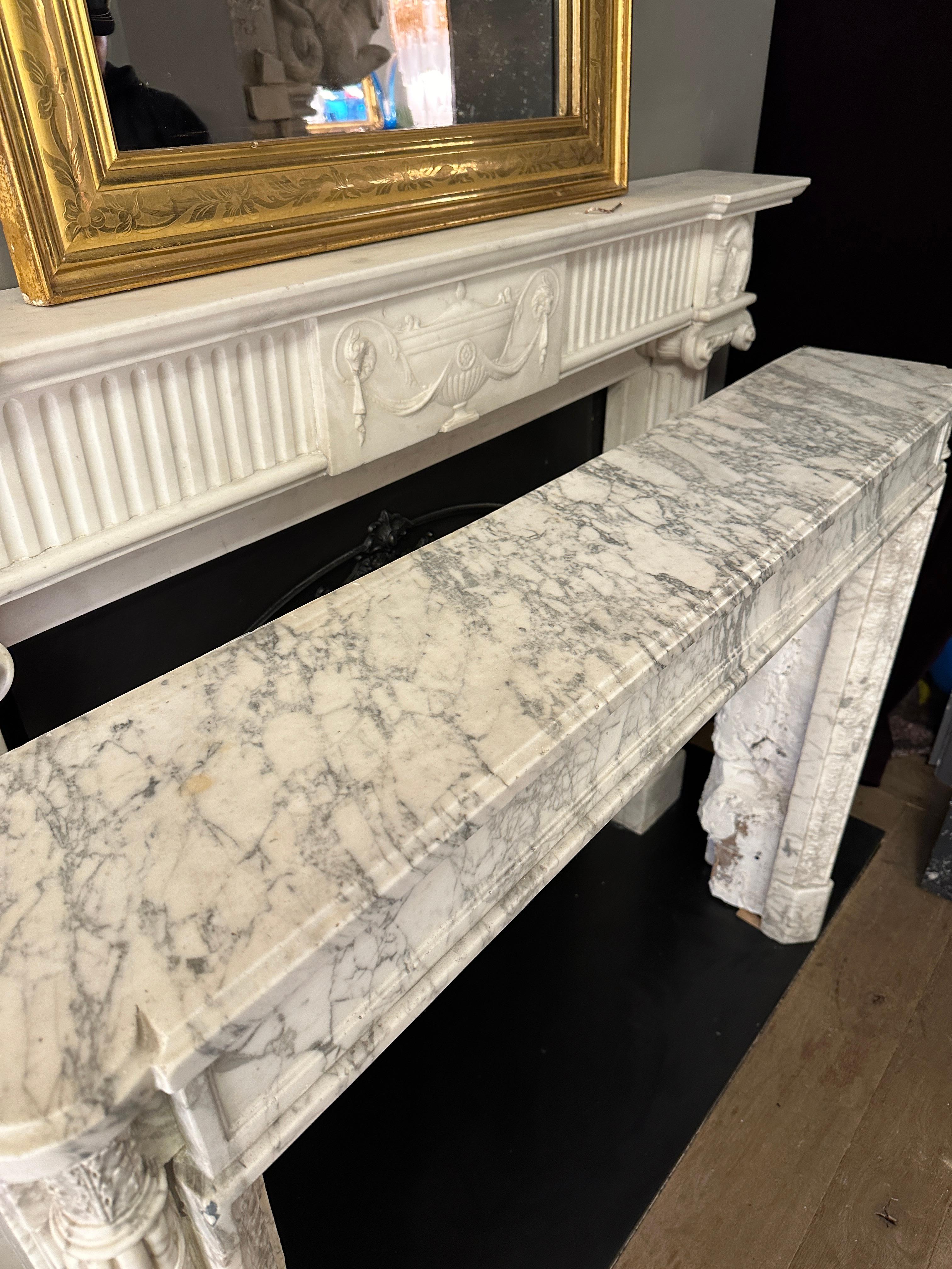 An 18th Century Louis XVI  Calacatta Marble Fireplace Mantel  For Sale 3