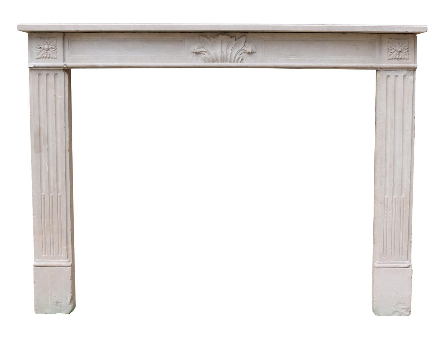 With rectangular shelf, above a panelled frieze with acanthus centre. Fluted jambs with patarea end blocks.

Additional Dimensions

Opening Height 104.5 cm

Opening Width 128 cm

Width Between Foot blocks 161 cm.