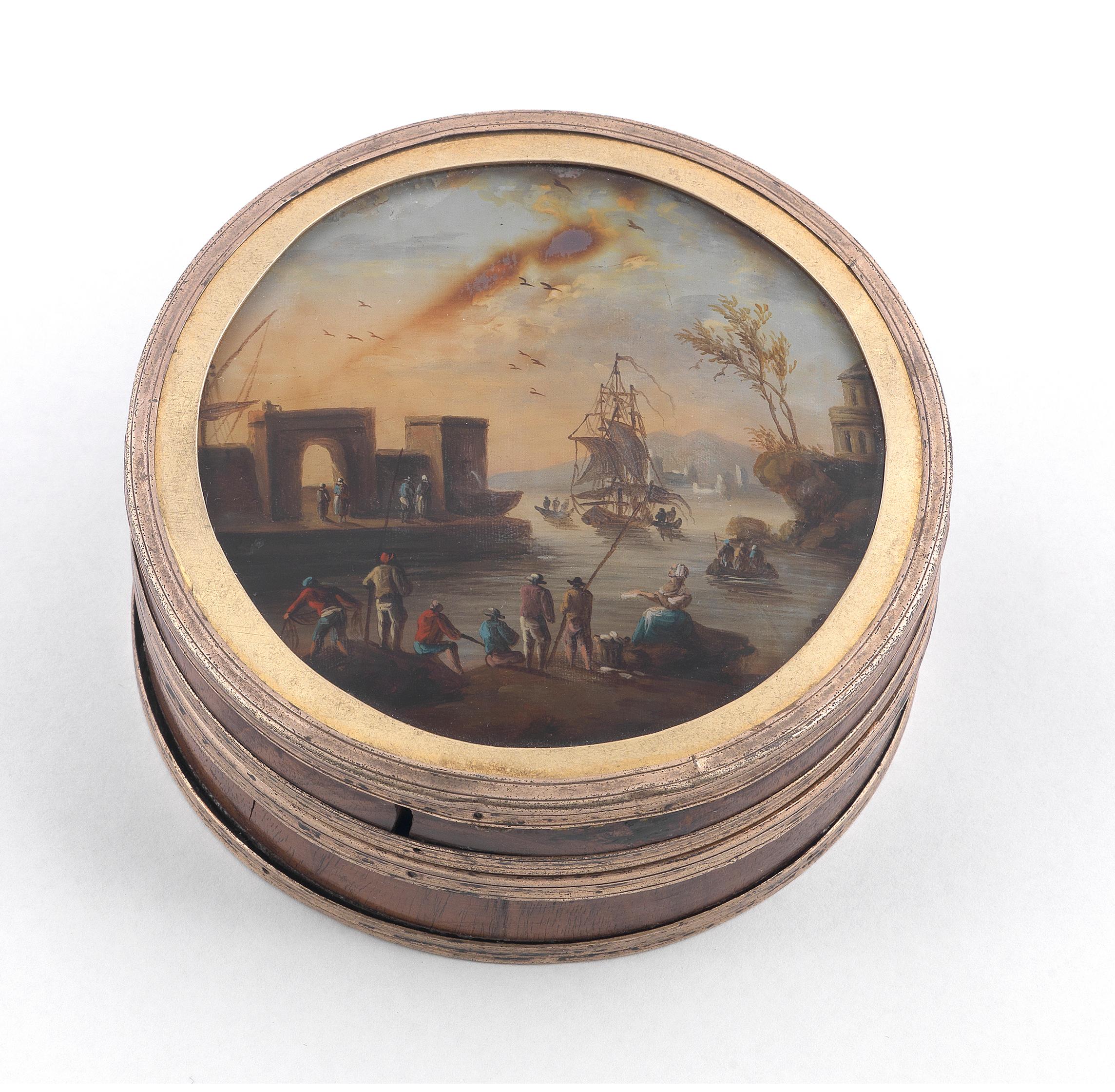 Georgian 18th Century Maroon Lacquer Circular Table Snuff Box