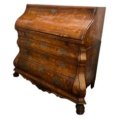 18th Century Marquetry Walnut Dutch Bureau Secretaire