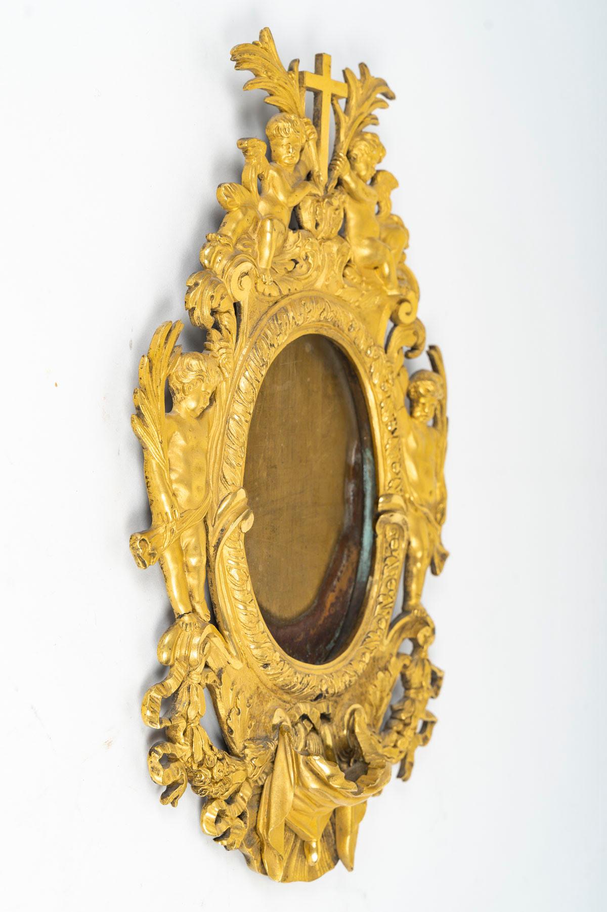 Estuche y marco de fotos de bronce dorado de mercurio del siglo XVIII. en Bueno estado para la venta en Saint-Ouen, FR