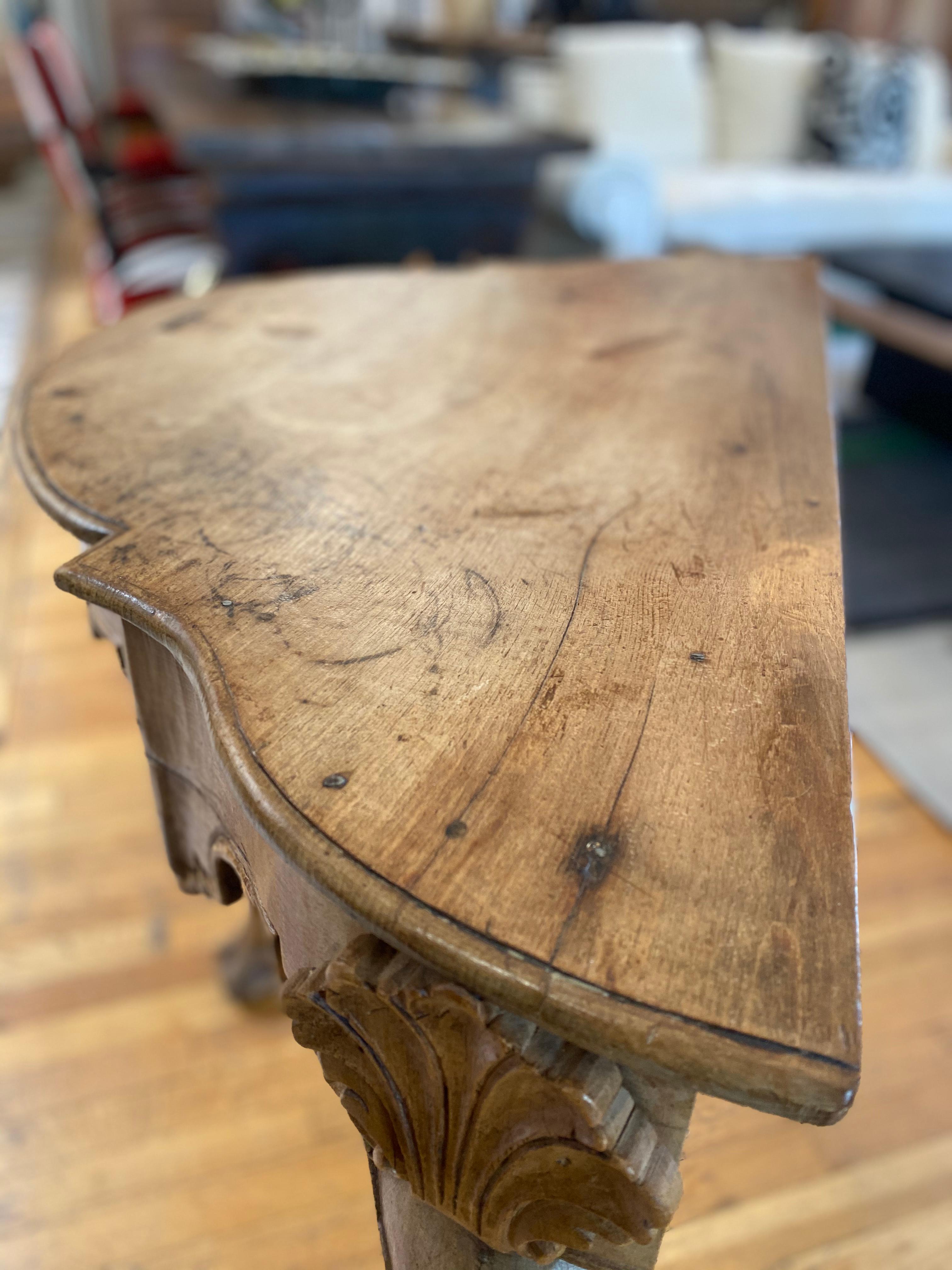 Chippendale 18th Century Mexican Demilune Table For Sale