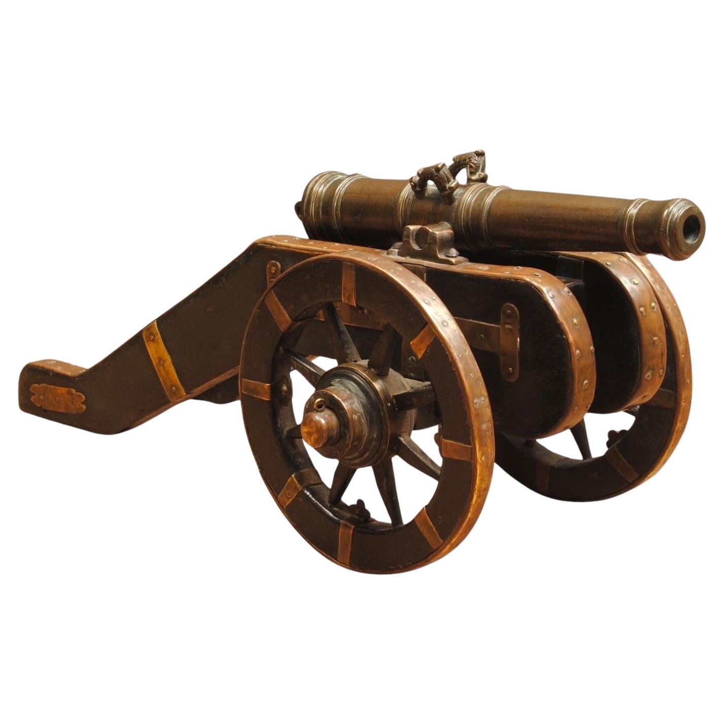 An 18th Century Model Field Cannon With Bronze Barrel