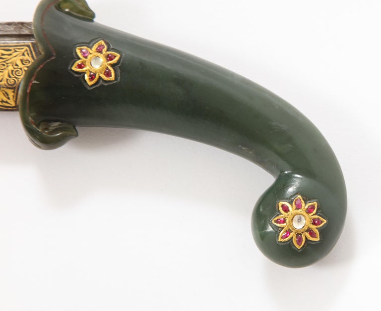 18th/19th Century Mughal Dynasty Gold and Gem Encrusted Jade Dagger For ...