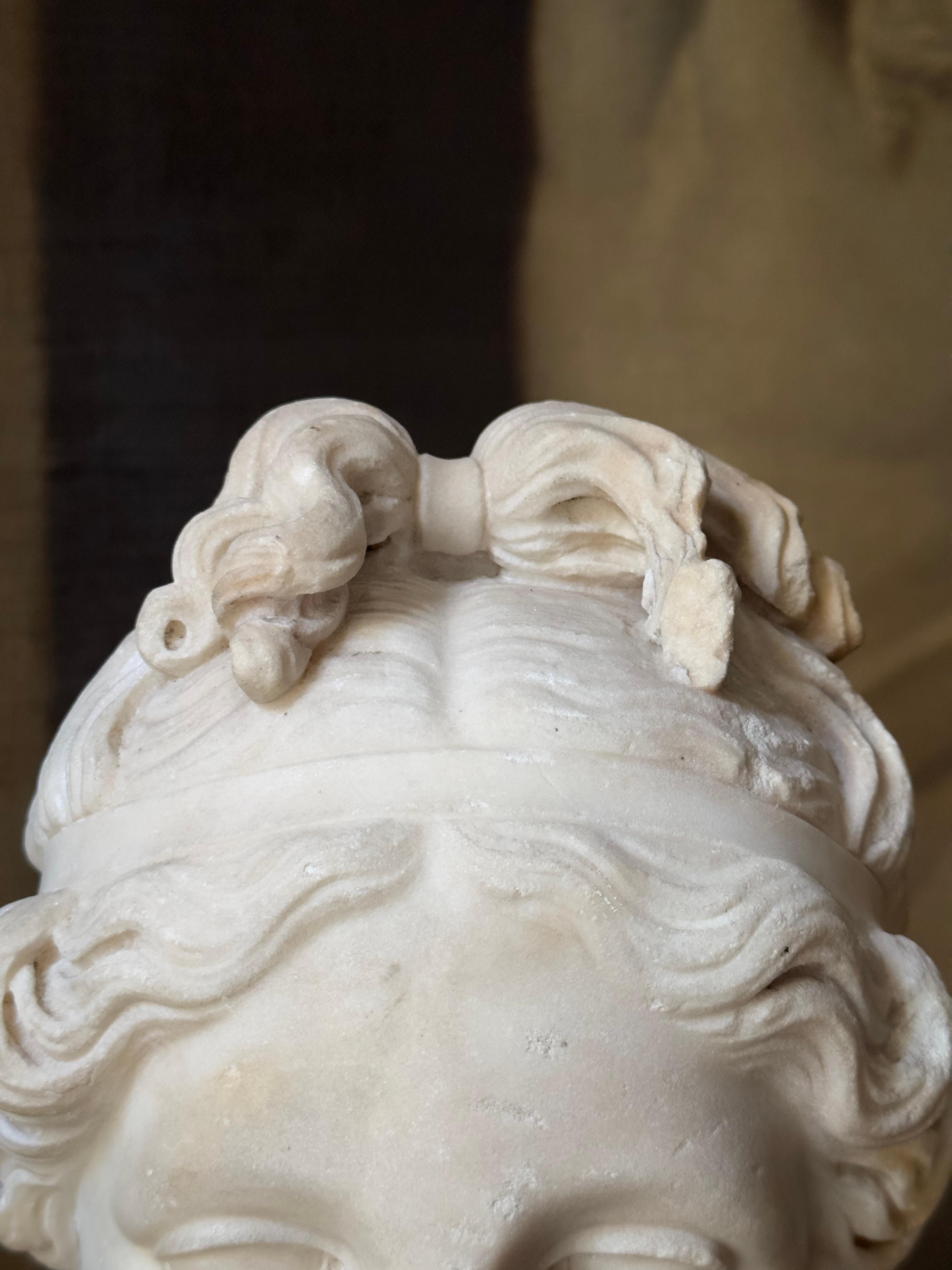 Classical Roman An 18th century or earlier statuary marble head of Venus For Sale