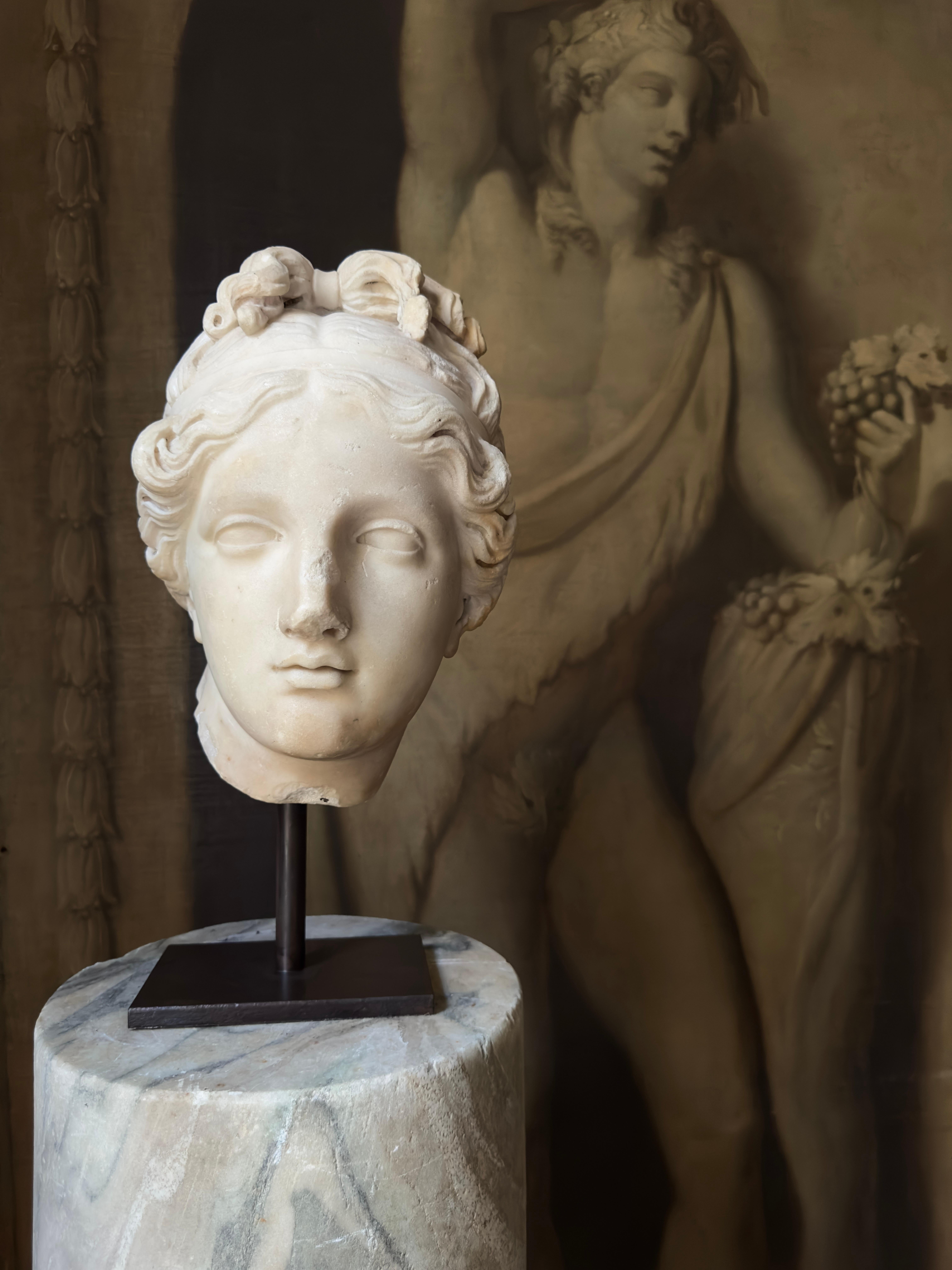 Italian An 18th century or earlier statuary marble head of Venus For Sale