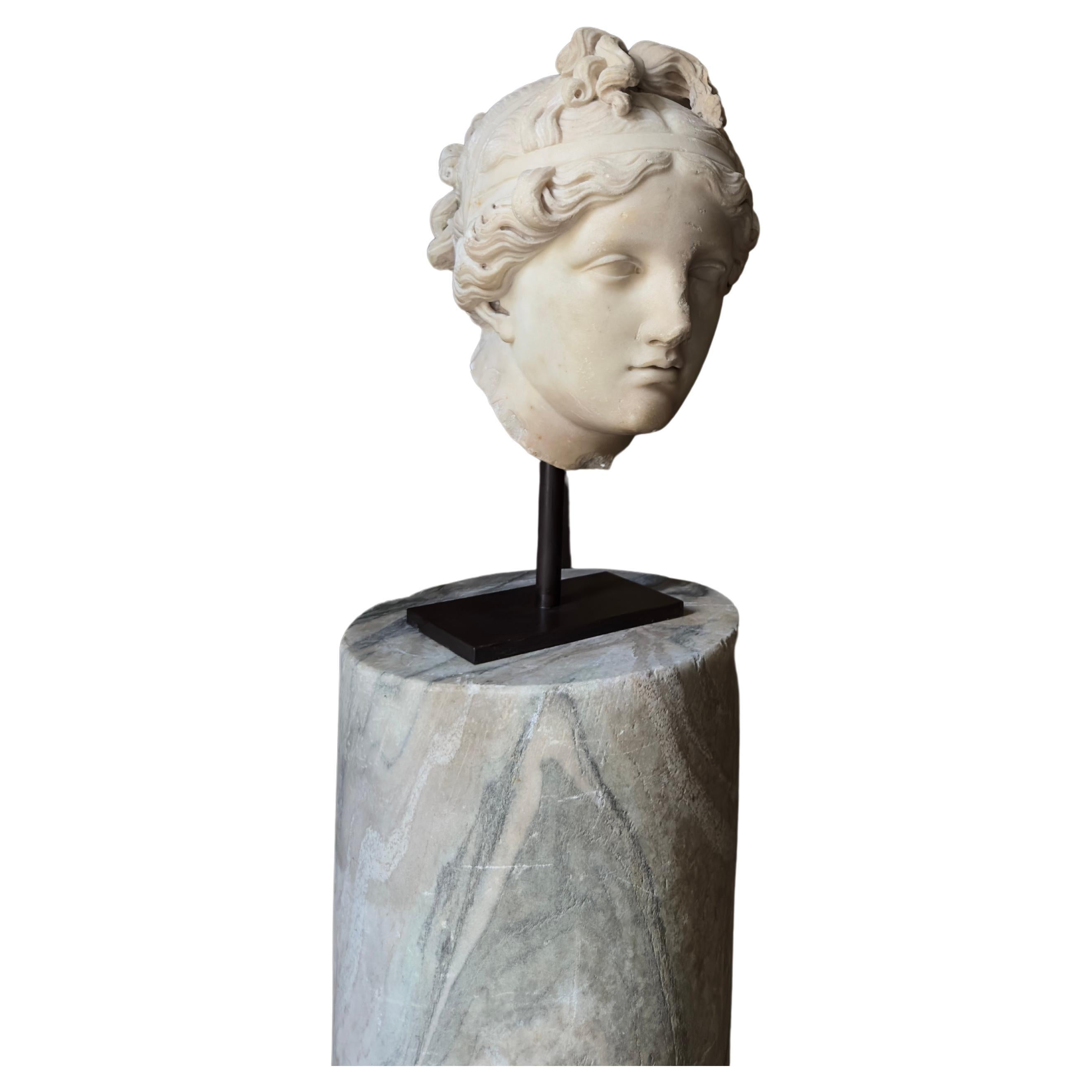 An 18th century or earlier statuary marble head of Venus