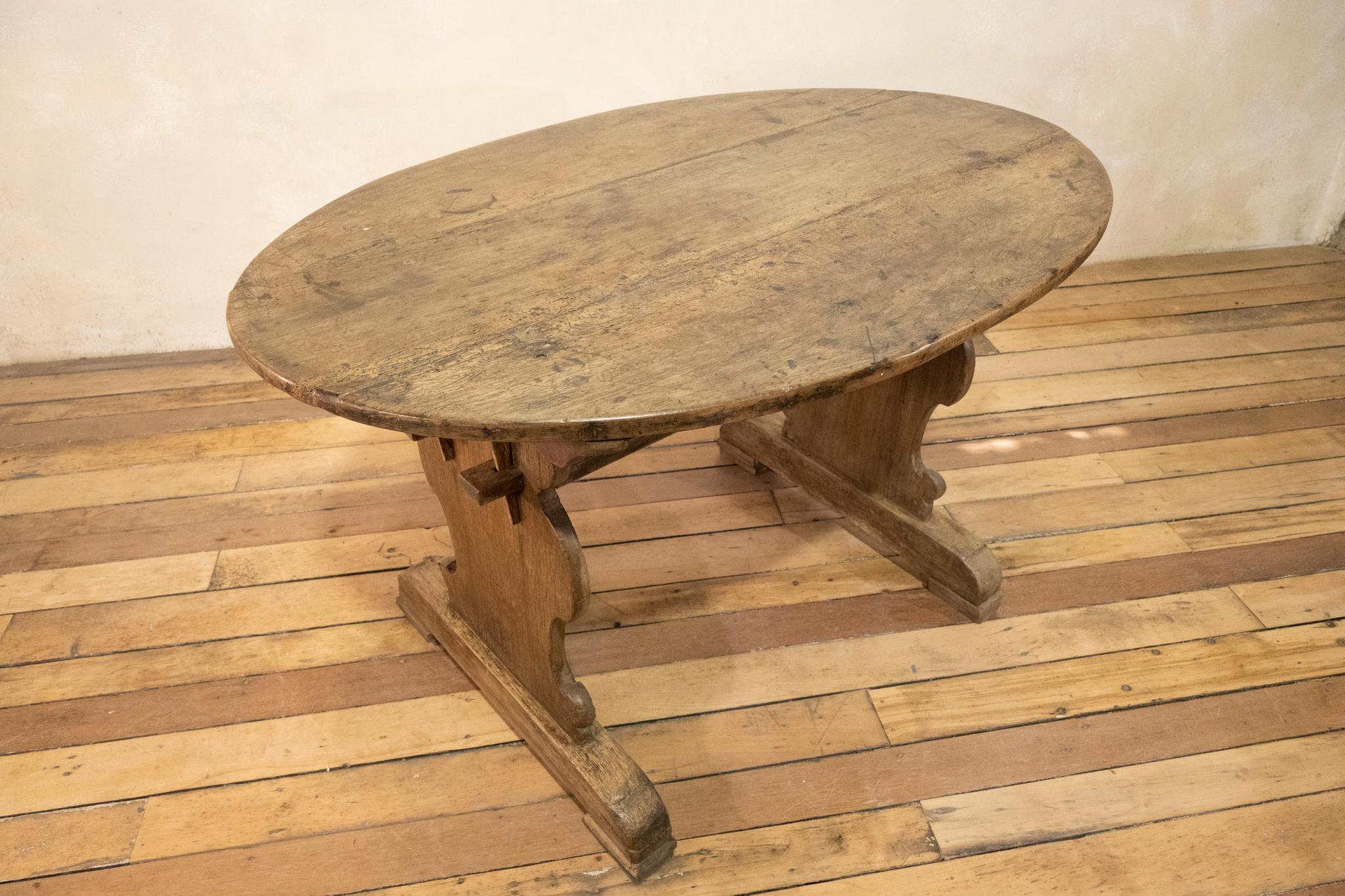 18th Century Oval Swedish Walnut Bockboard Table 1