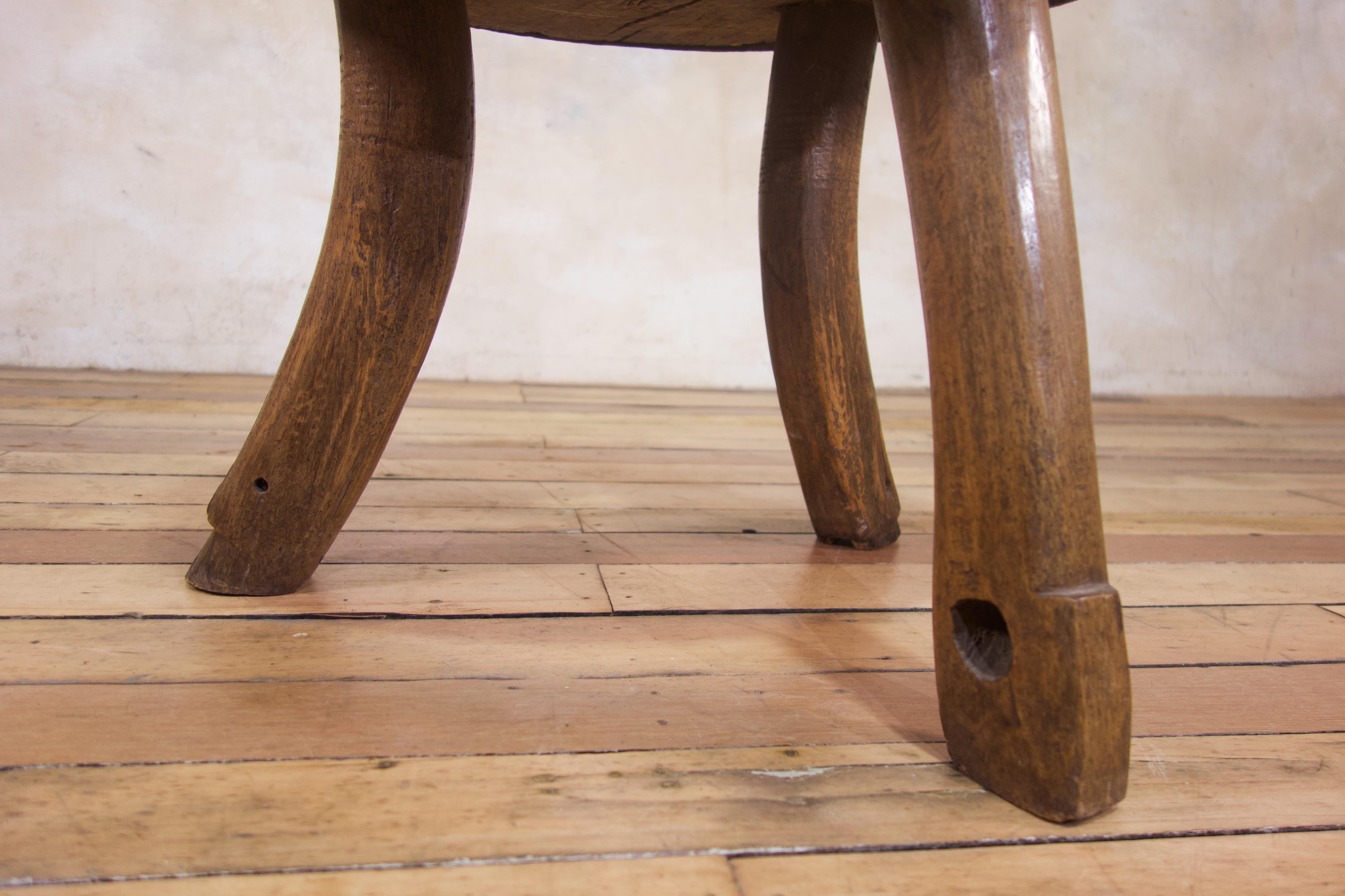 18th Century Ox Cart Wheel Top Low Side Table 7