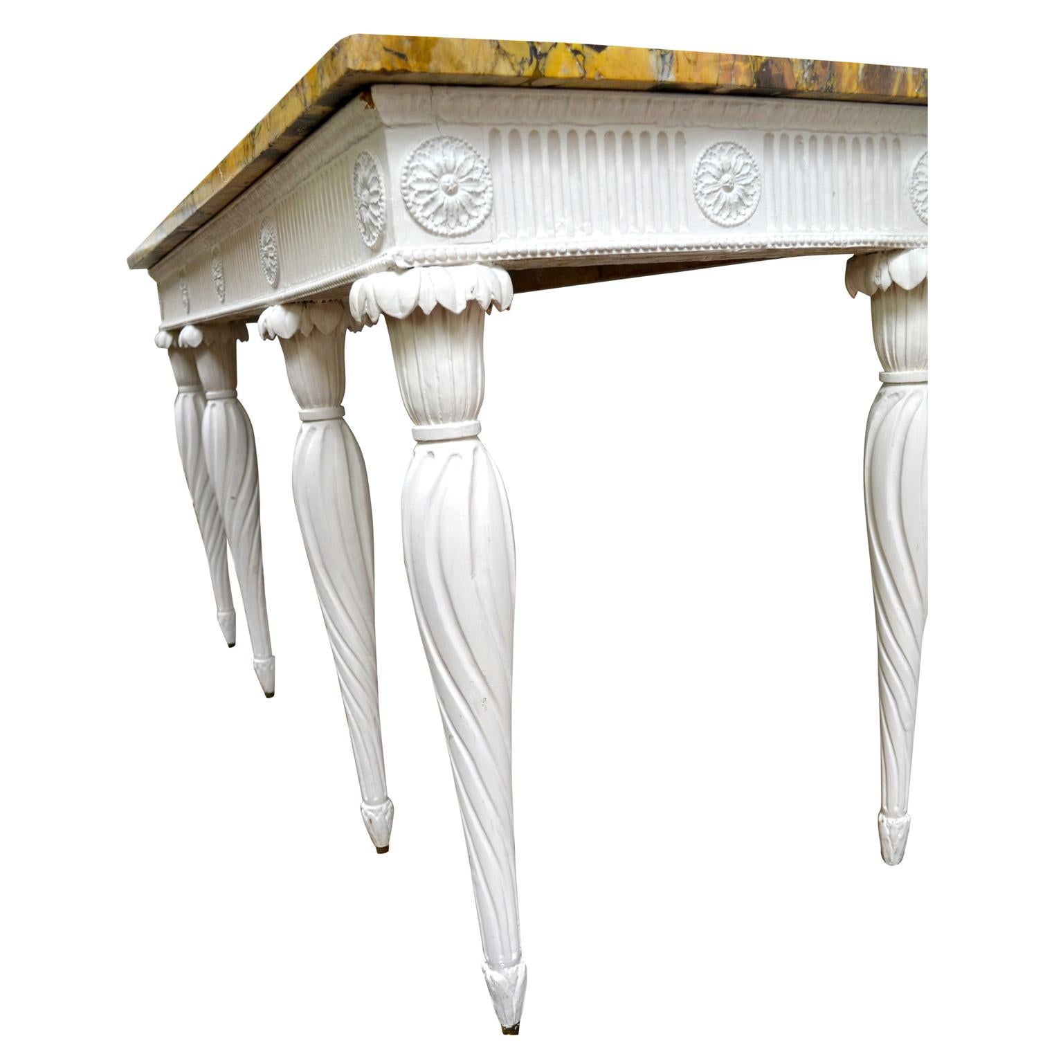George II 18th Century Painted Georgian Console with a Siena Marble Top after W. Kent