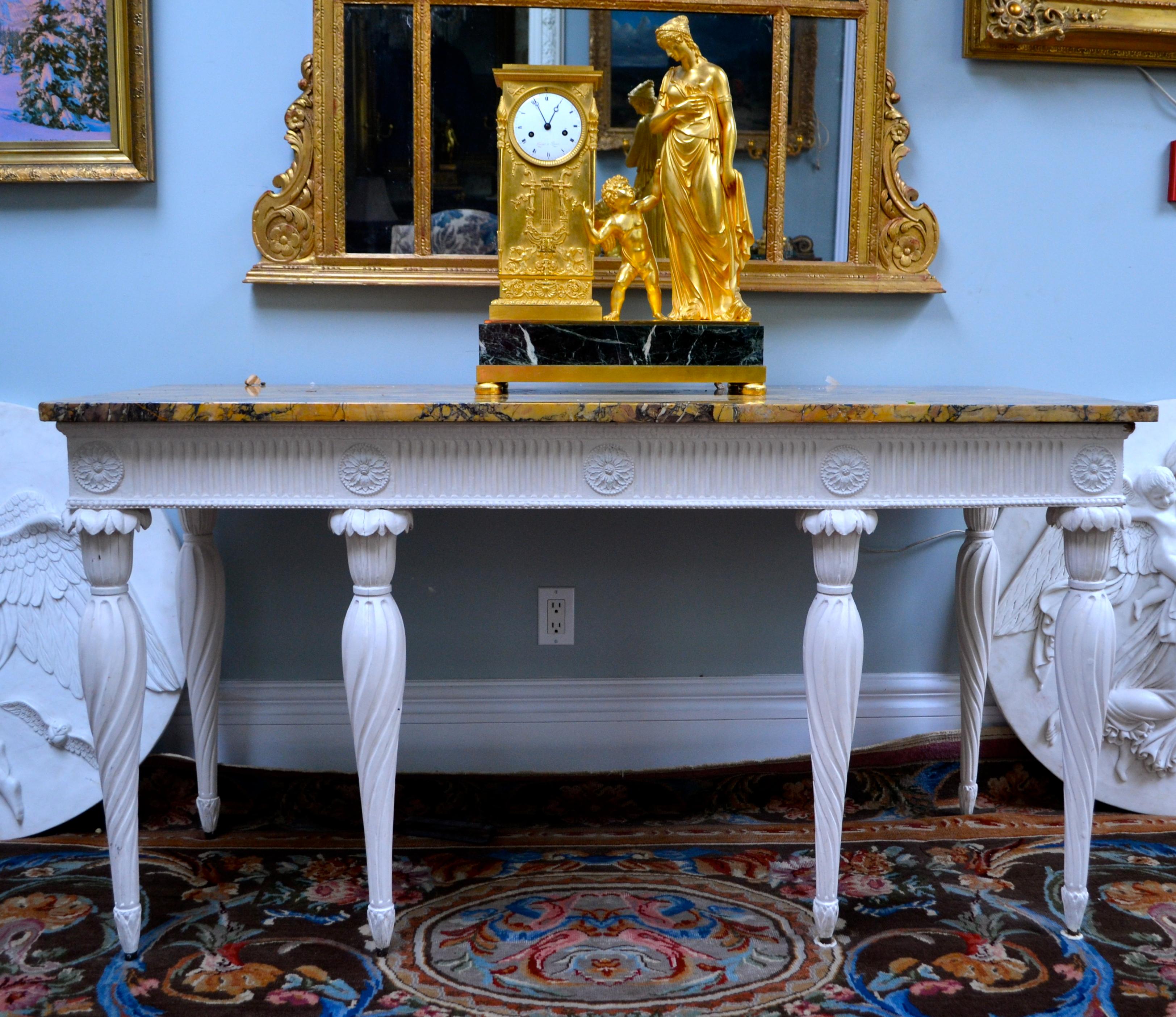 18th Century Painted Georgian Console with a Siena Marble Top after W. Kent In Fair Condition In Vancouver, British Columbia