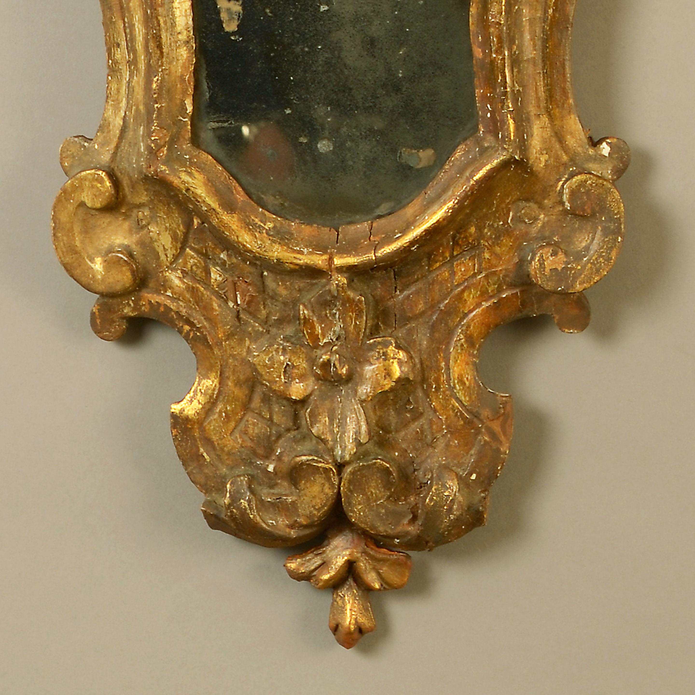 Italian 18th Century Pair of Venetian Giltwood Girandole Mirrors