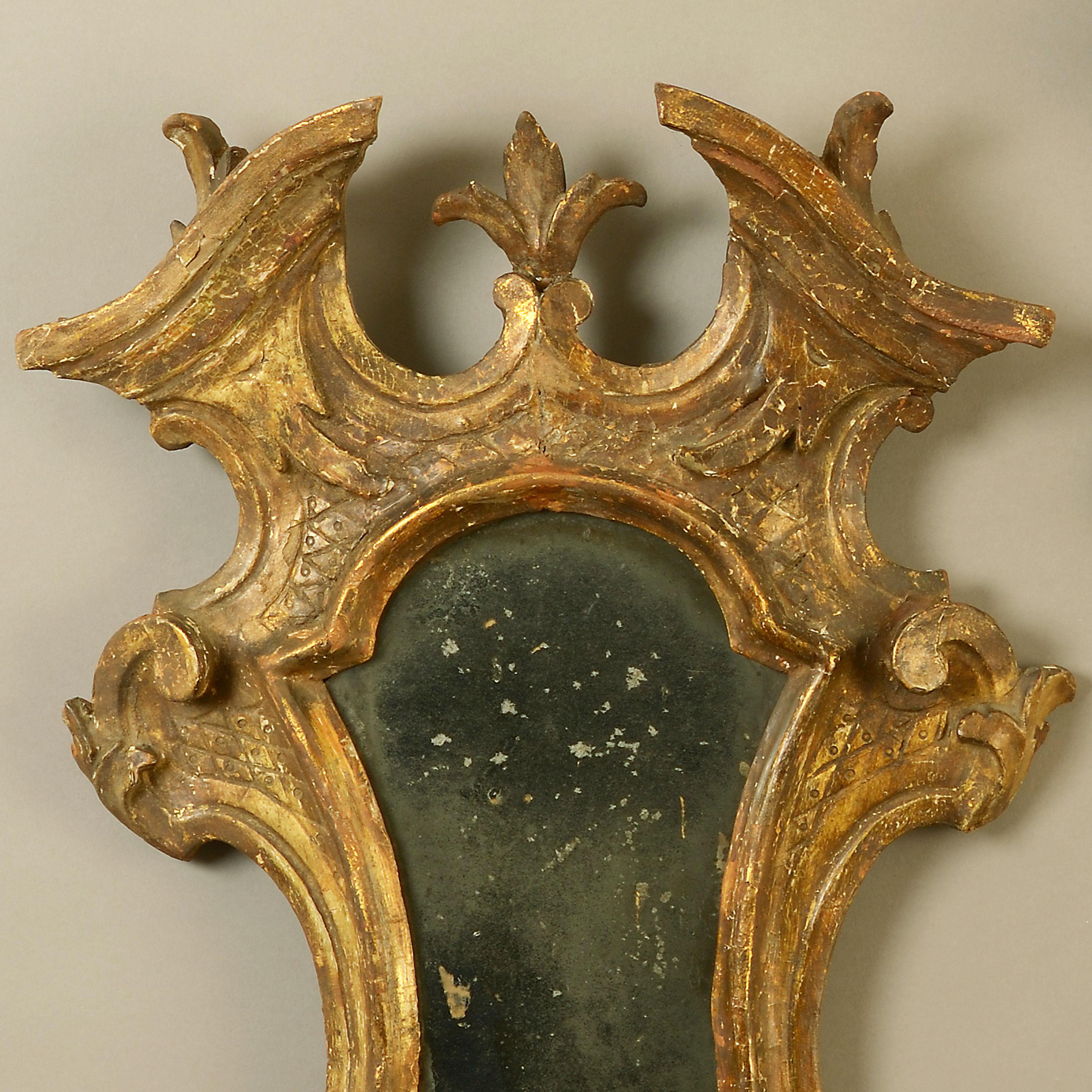18th Century Pair of Venetian Giltwood Girandole Mirrors In Good Condition In London, GB