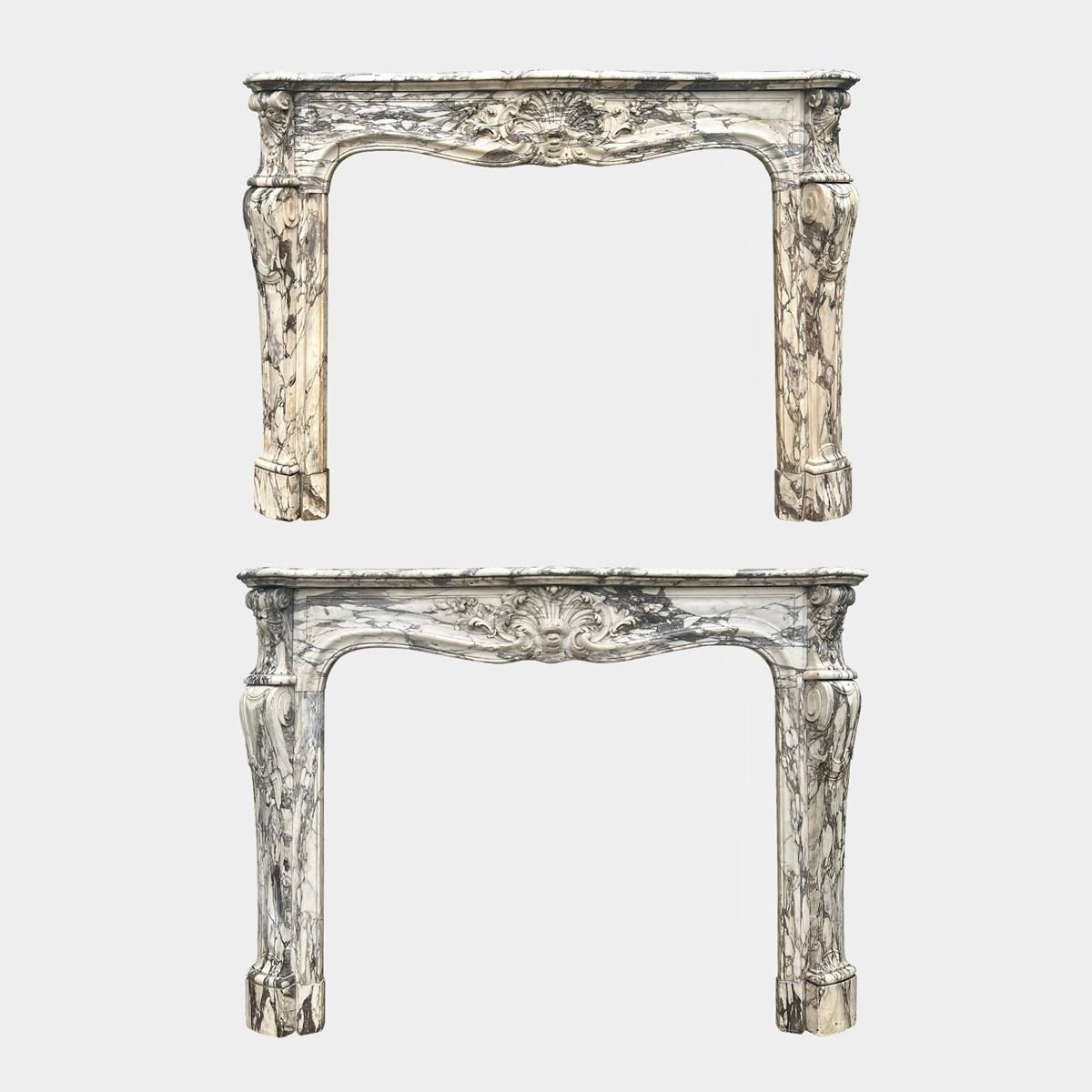 Cheminée française d'époque Louis XV Breche Viiolette en marbre du 18ème siècle en vente 2
