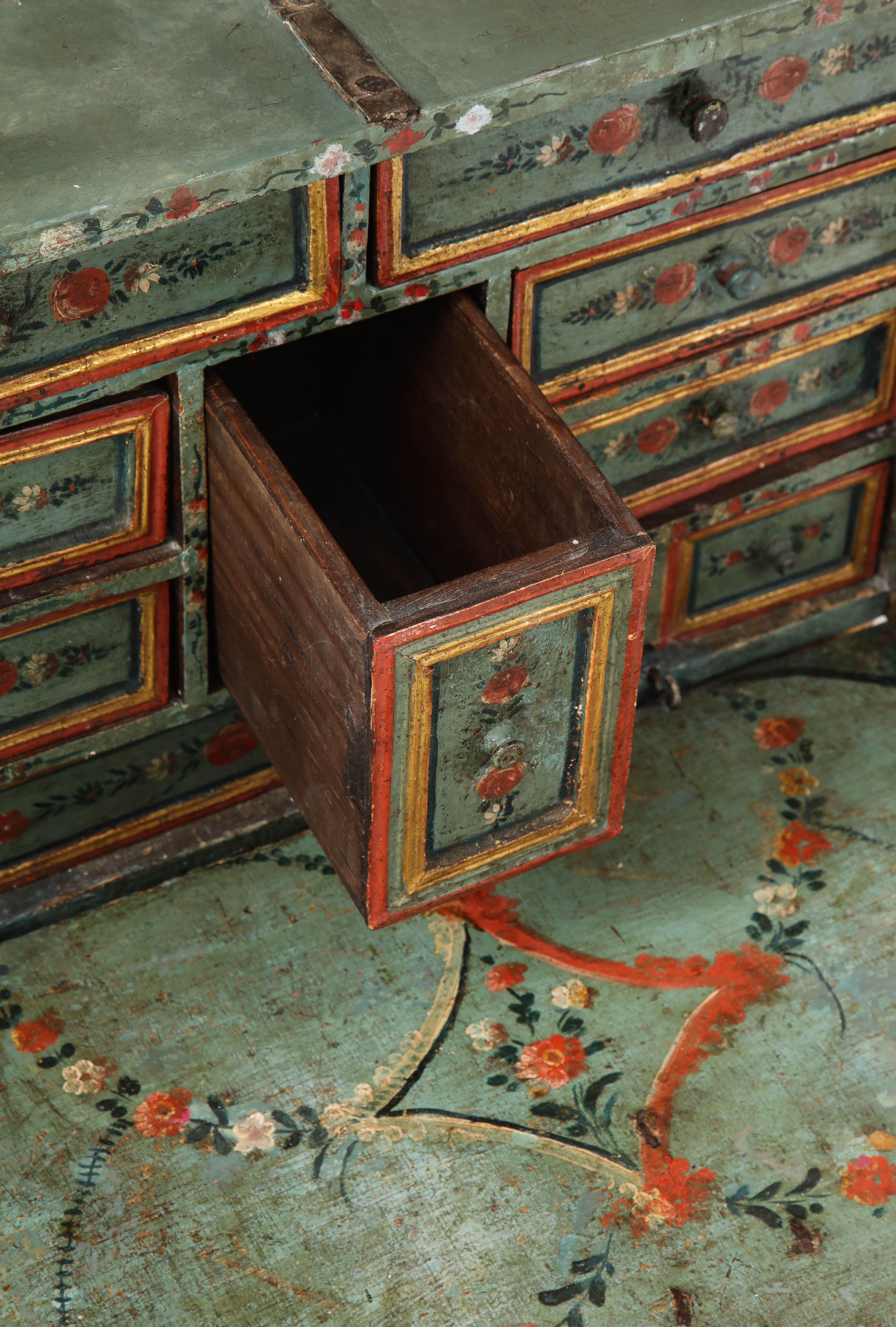 18th Century Polychrome and Parcel-Gilt Spanish Colonial Vargueno 2