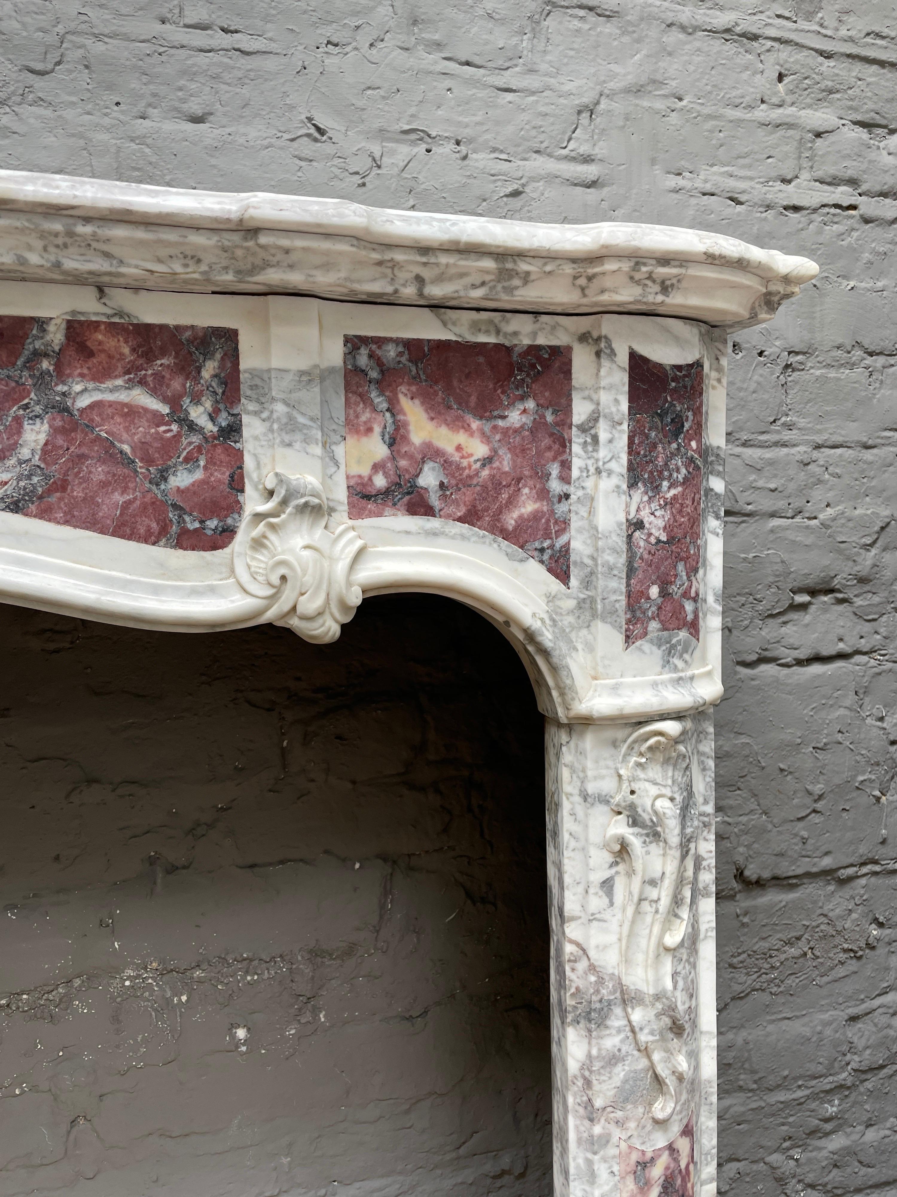 French Provincial An 18th Century Provincial Louis XV  Style Marble Fireplace Mantel For Sale