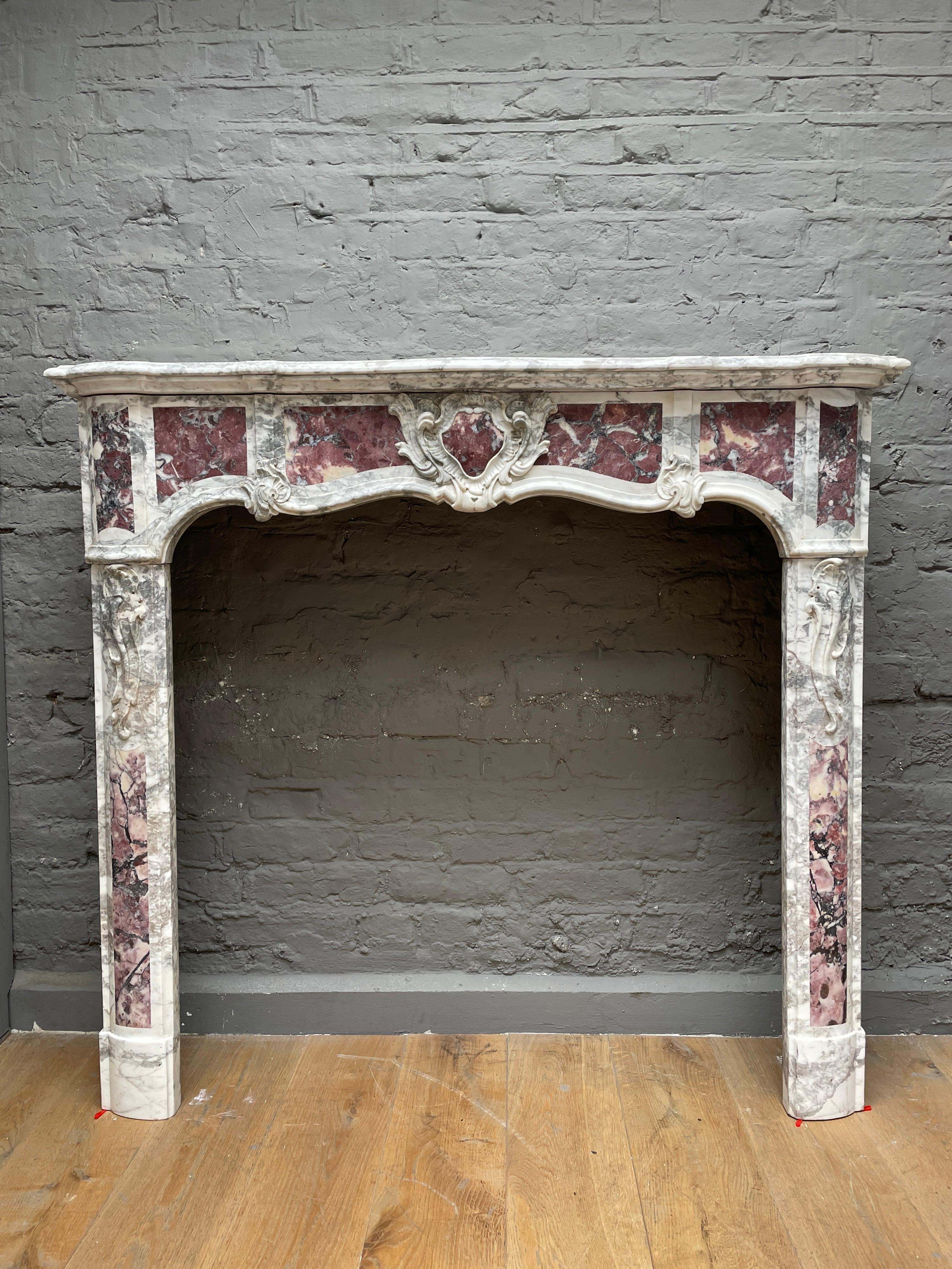 An 18th Century Provincial Louis XV  Style Marble Fireplace Mantel For Sale 1