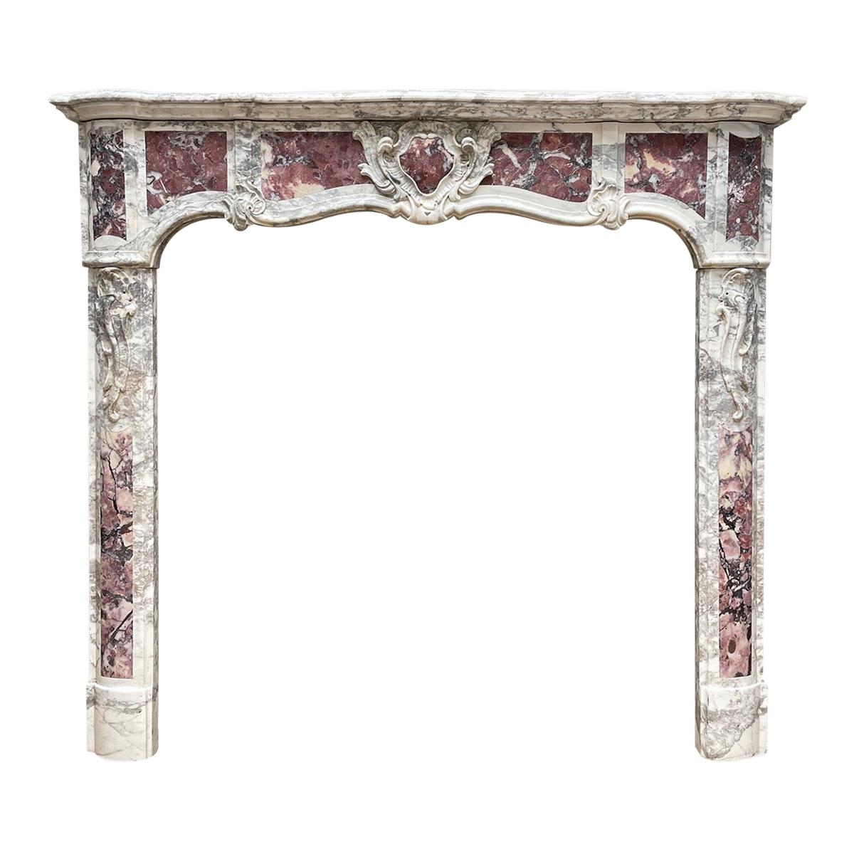 An 18th Century Provincial Louis XV  Style Marble Fireplace Mantel For Sale