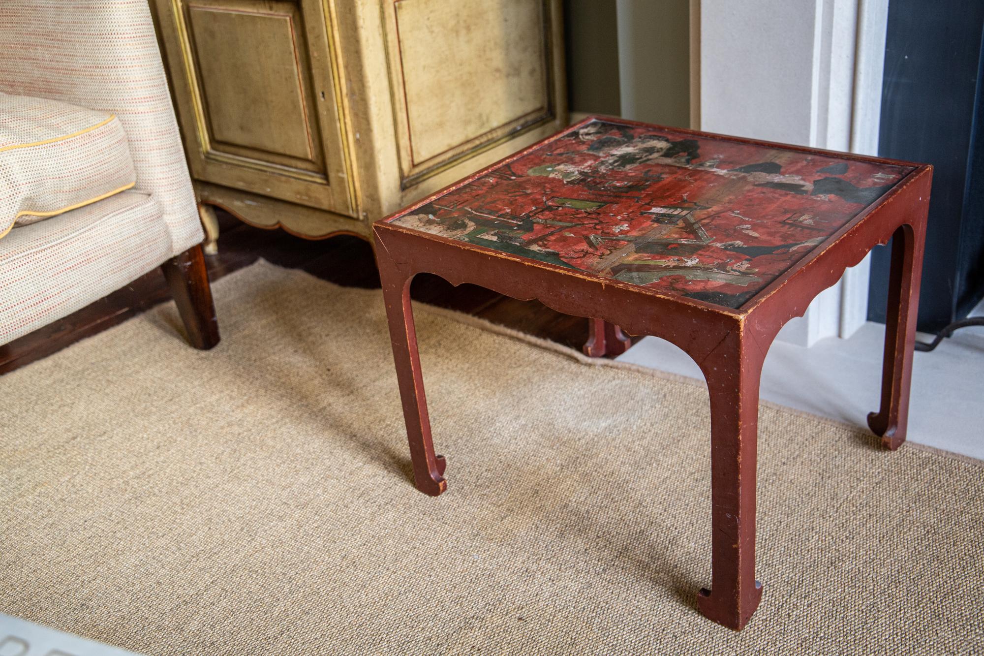 George II 18th Century Red Japanned Chinoiserie Table in the Manner of Mallett