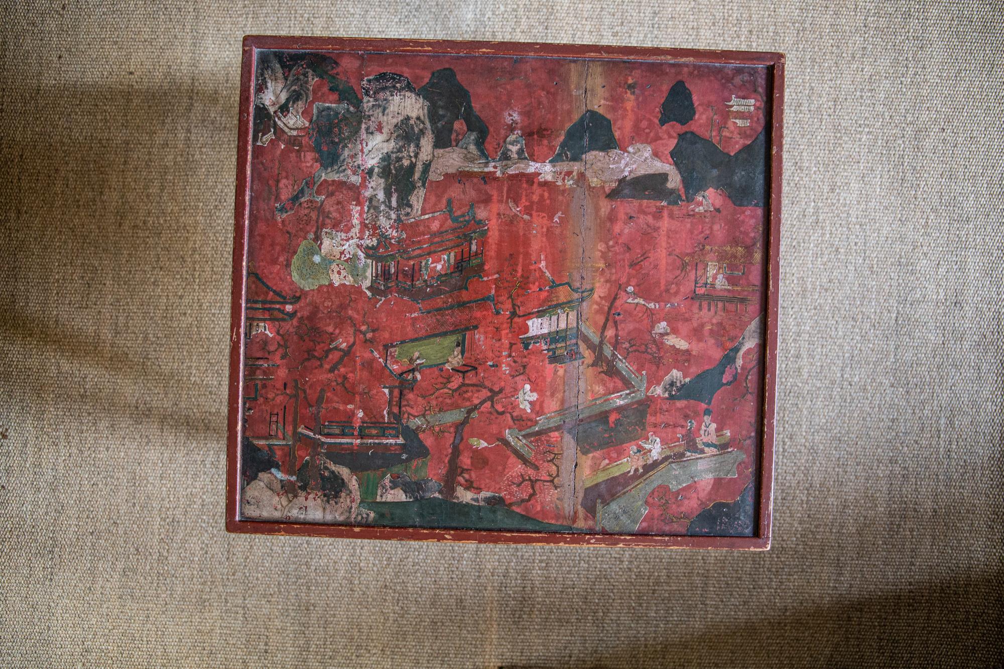 Wood 18th Century Red Japanned Chinoiserie Table in the Manner of Mallett