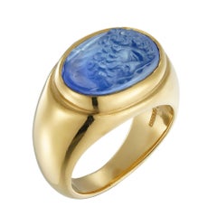 An 18th century sapphire cameo depicting Hercules