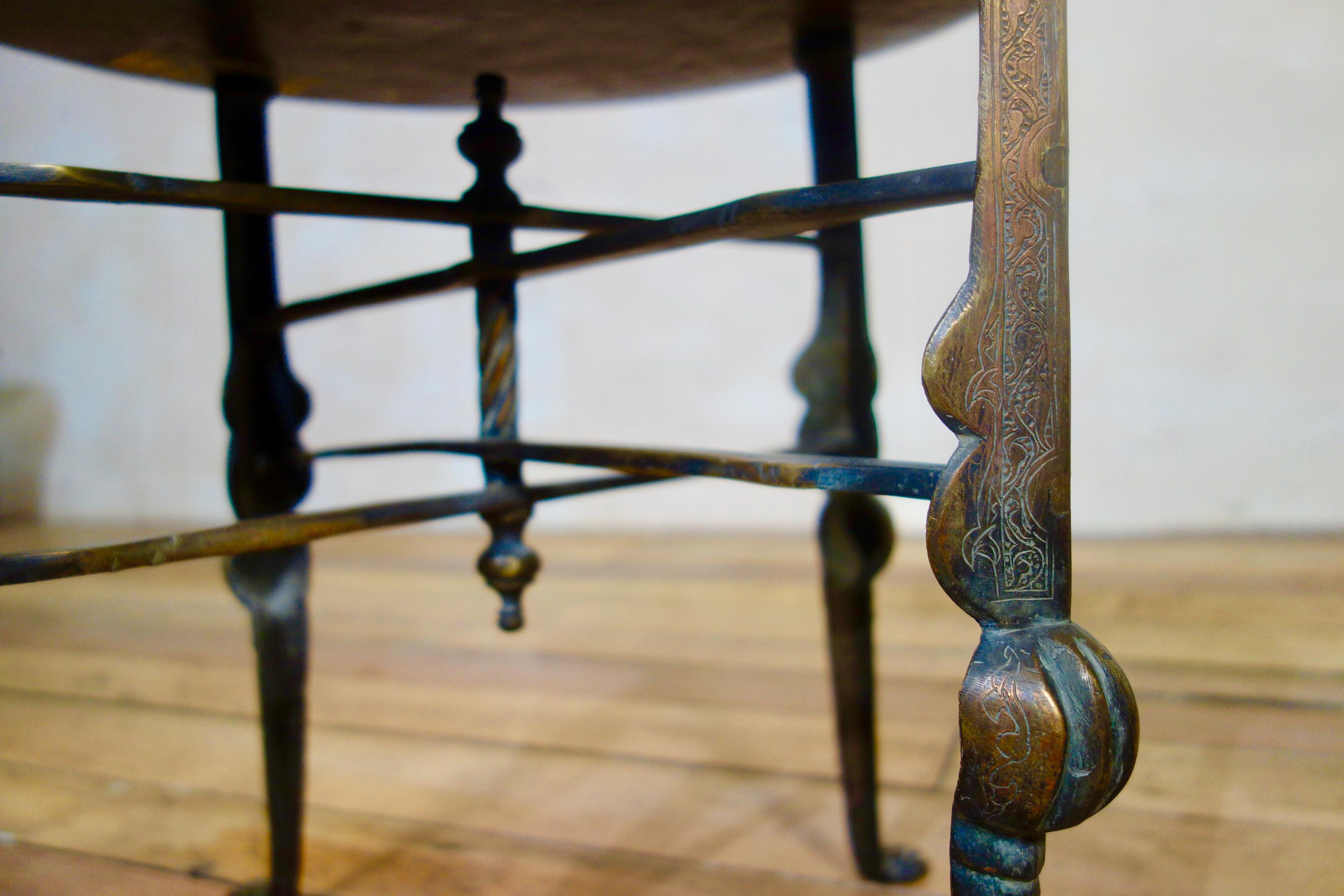 18th Century Small Moorish Brass Tray Top Folding Table 8