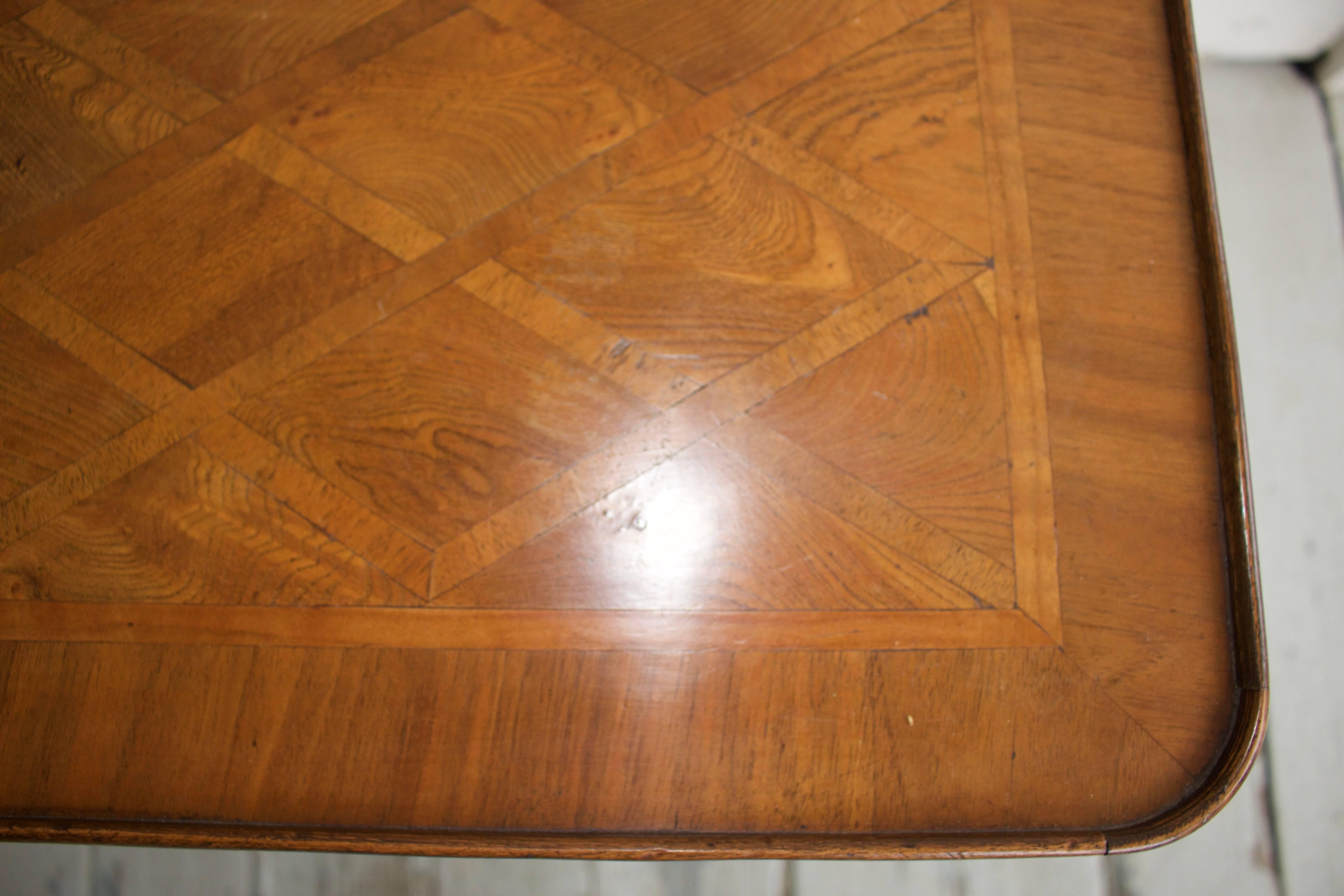 18th Century Swiss Walnut Writing Table with Parquetry Top In Good Condition For Sale In Dallas, TX