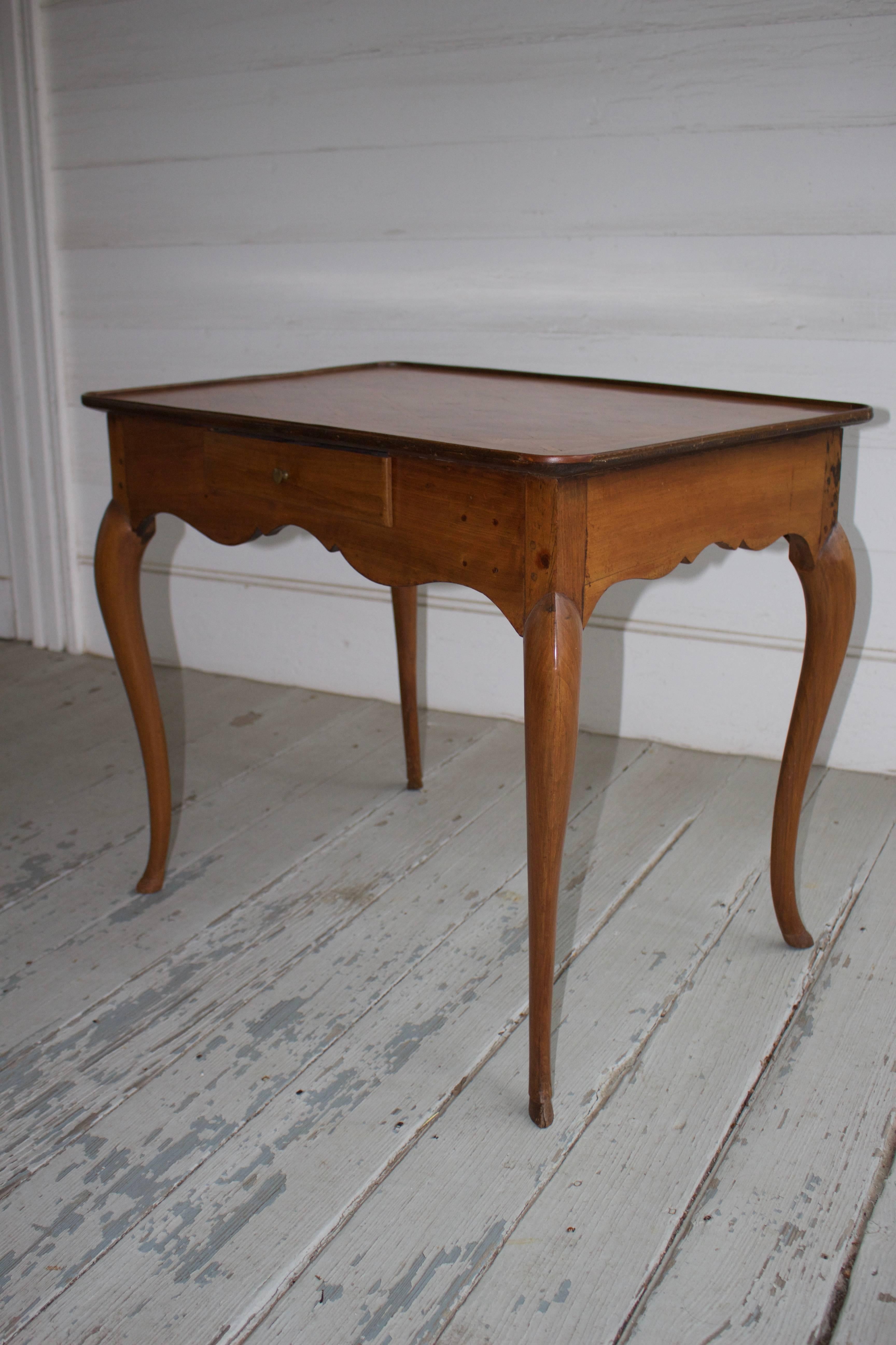 18th Century Swiss Walnut Writing Table with Parquetry Top For Sale 5