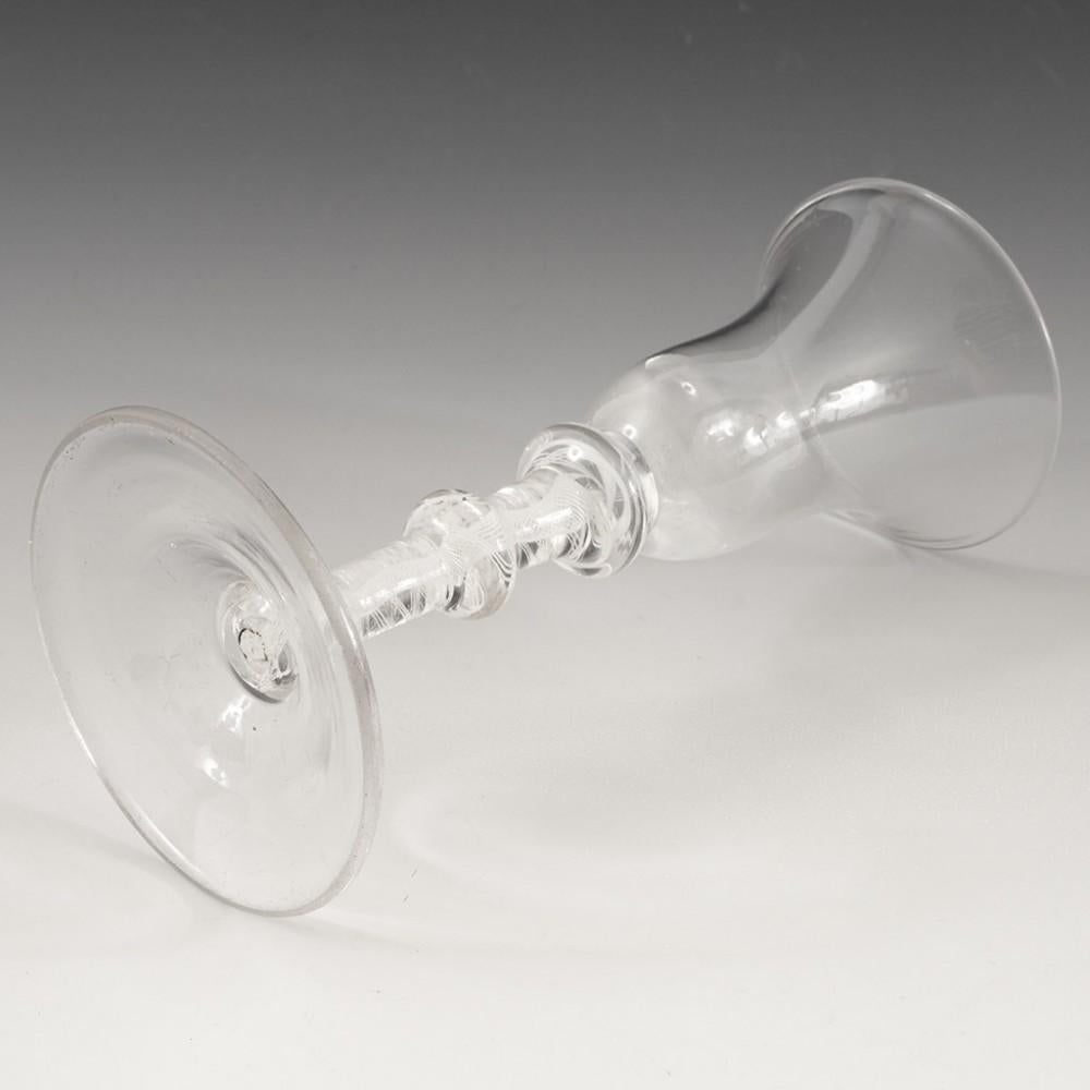 British An 18th Century Triple Knop Opaque Twist Wine Glass c1760 For Sale
