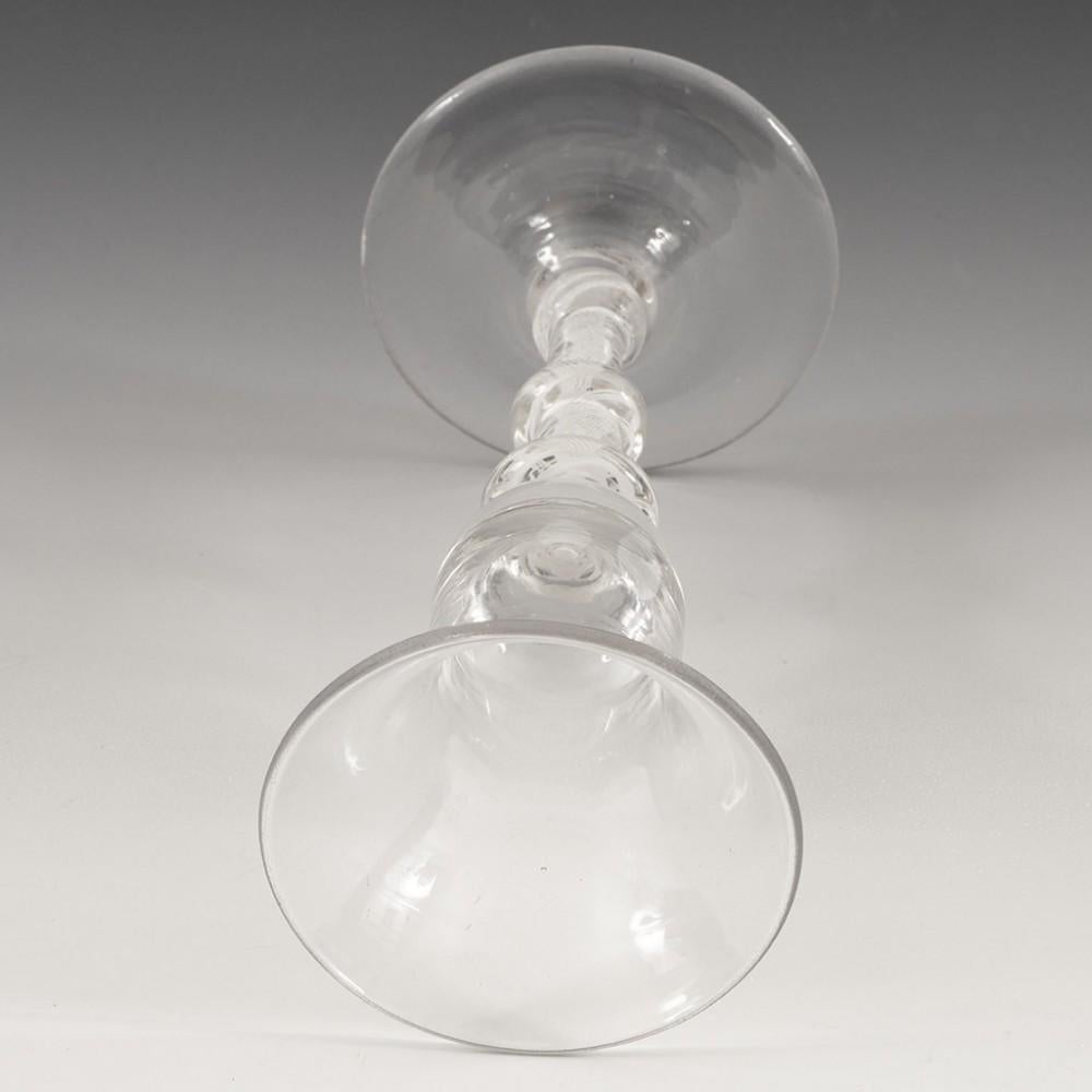 An 18th Century Triple Knop Opaque Twist Wine Glass c1760 In Good Condition For Sale In Tunbridge Wells, GB
