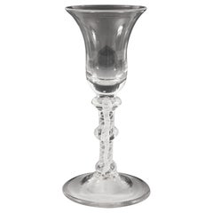 An 18th Century Triple Knop Opaque Twist Wine Glass c1760