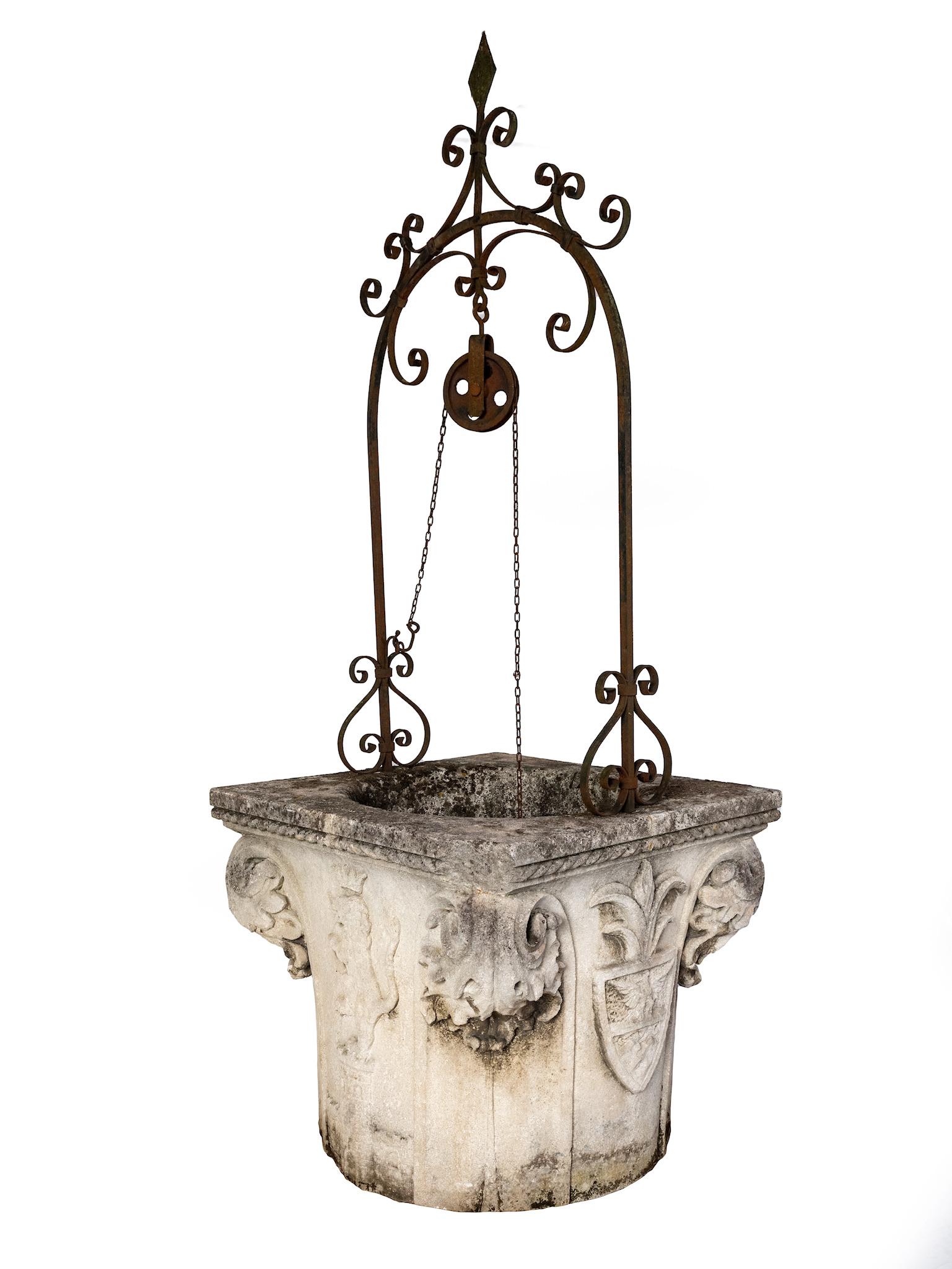 An 18th century Vincenza stone wellhead. This came from a palazzo in Veneto region of Italy.