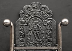18th Century Wrought Iron Firegrate with Decorative Cast Iron Back