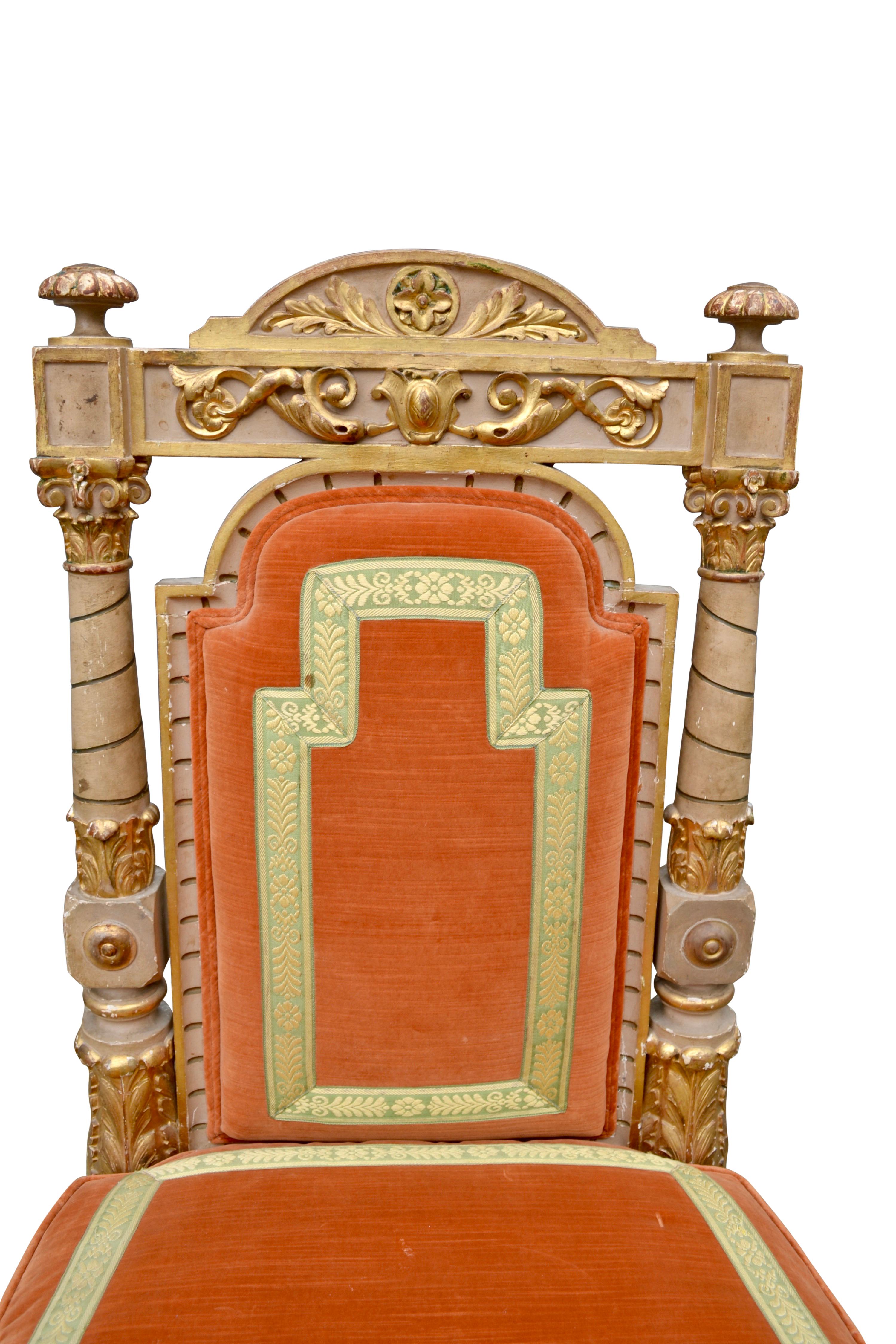 18th C Italian Piedmontese Carved Gilded Chair For Sale 3