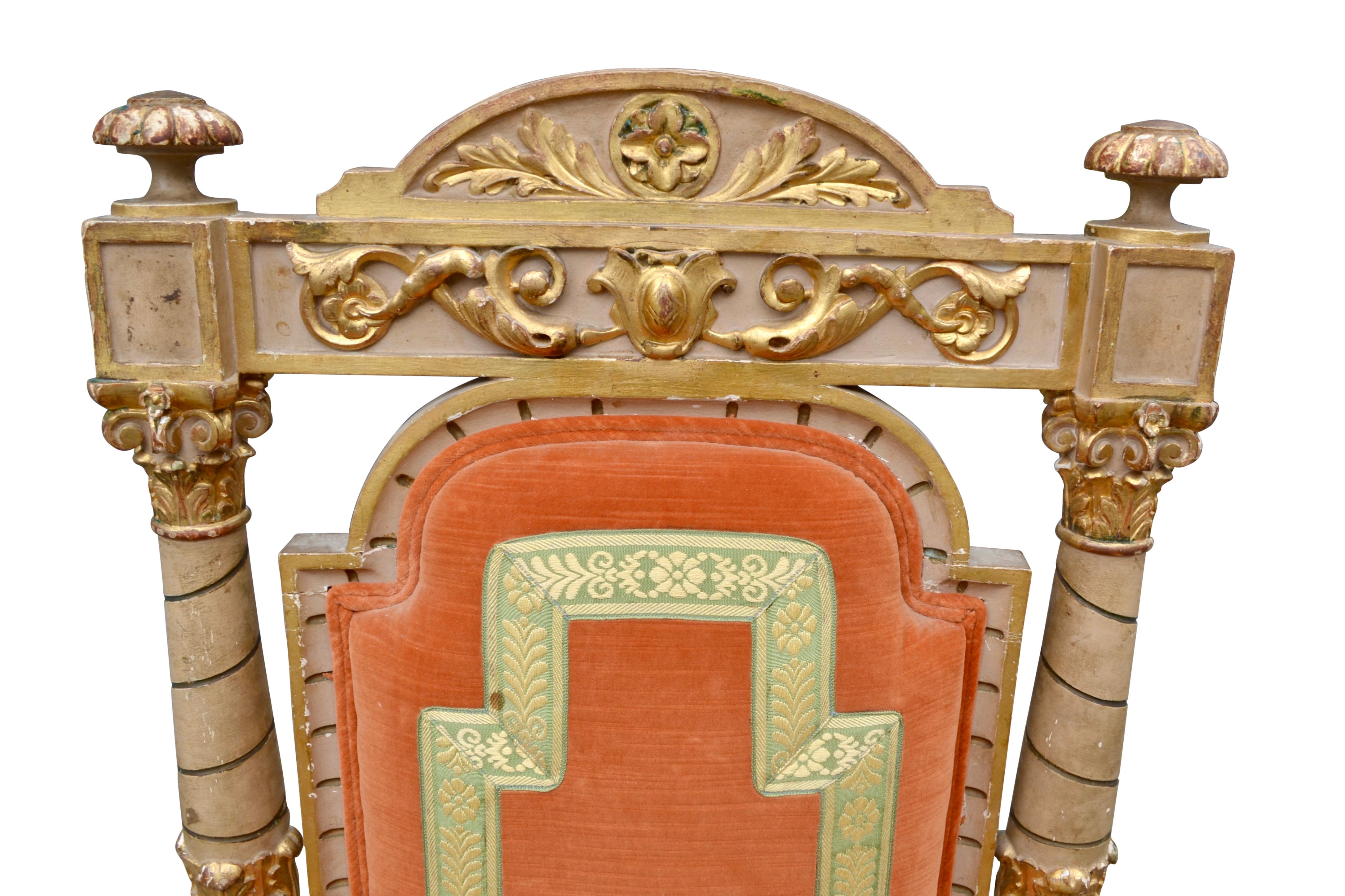 18th C Italian Piedmontese Carved Gilded Chair In Good Condition For Sale In Vancouver, British Columbia