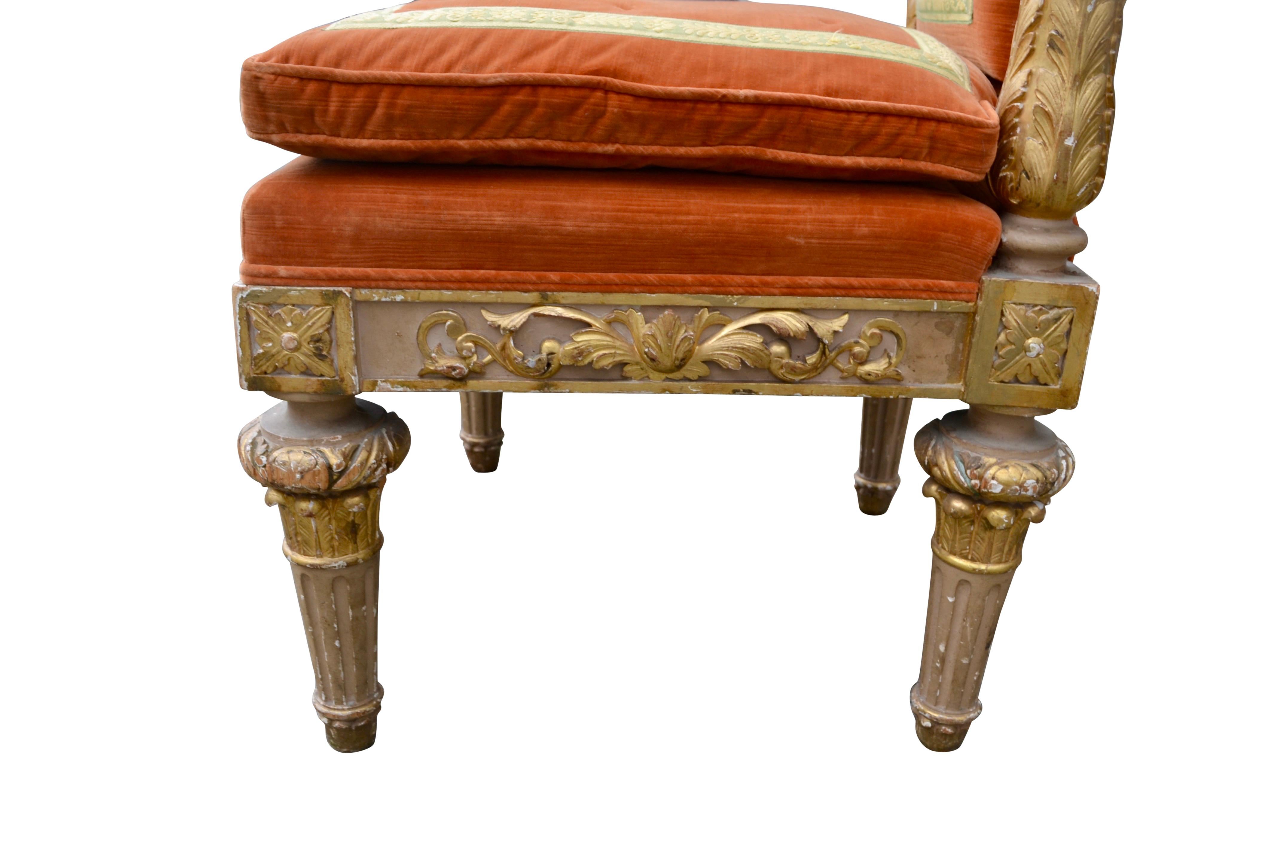 Giltwood 18th C Italian Piedmontese Carved Gilded Chair For Sale