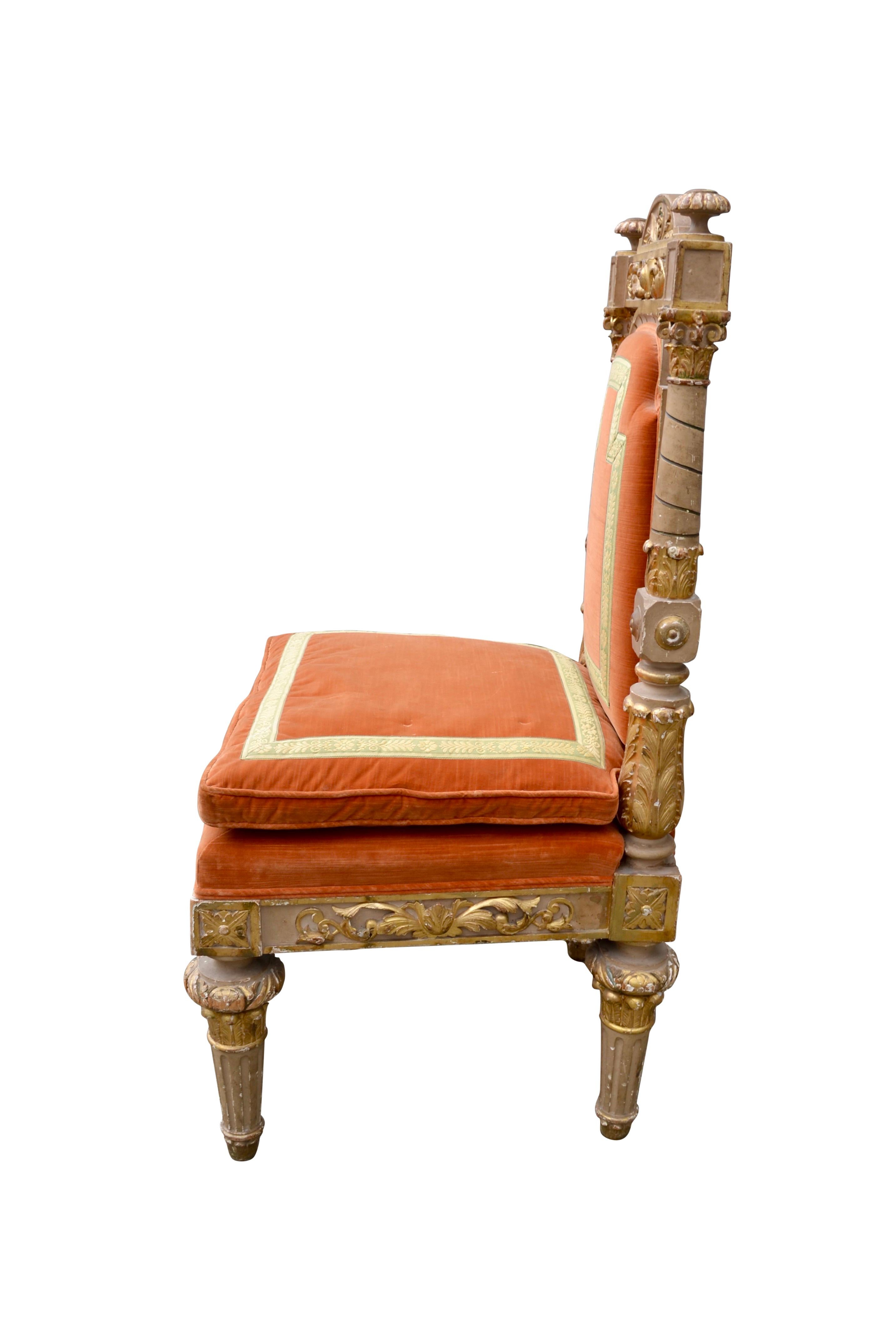 18th C Italian Piedmontese Carved Gilded Chair For Sale 1
