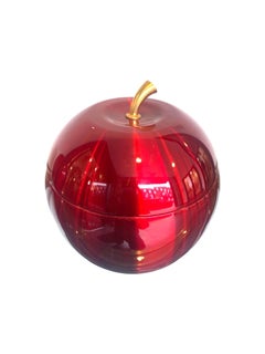 1970s Apple Ice Bucket by Daydream in Anodised Vibrant Red with Brass Handle