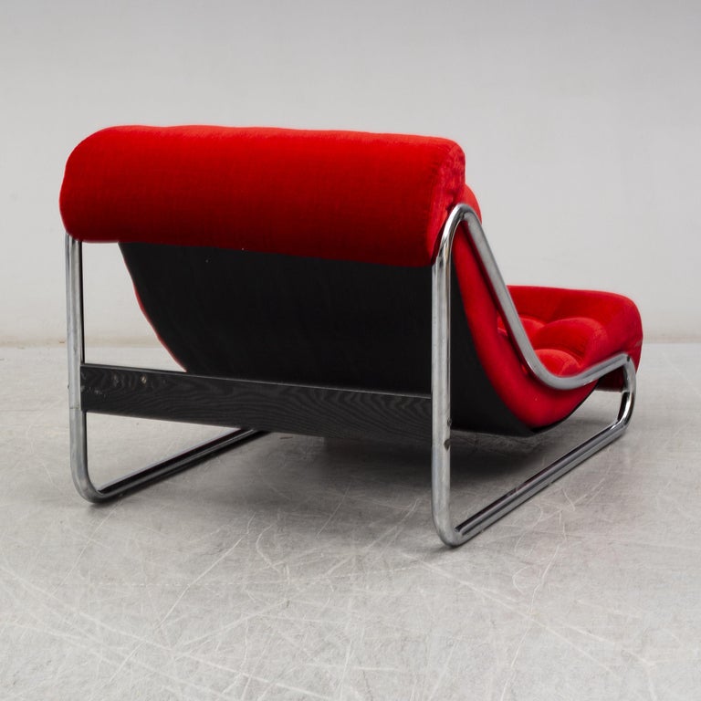 An 1970s Swedish Impala Red Easy Chair by Gillis Lundgren for IKEA In Good Condition For Sale In London, GB