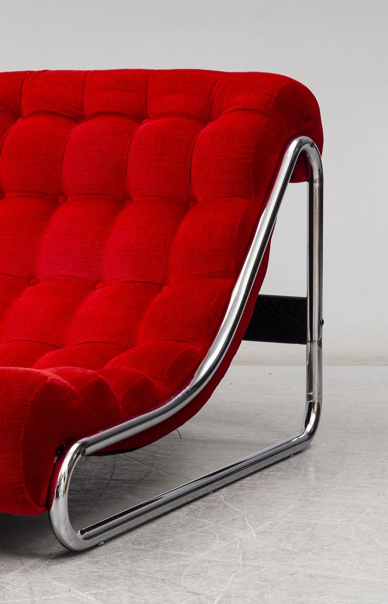 17th Century An 1970s Swedish Impala Red Easy Chair by Gillis Lundgren for IKEA For Sale