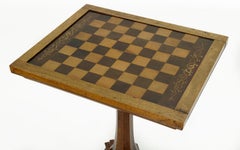 19th English Walnut Games Table, Top Flips For Both Chess And Cribbage/bsckgammo