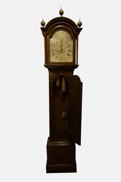 8 Day Oak Cased, Silvered Arched Dial Longcase Clock by Thomas Fitz of Salisbury