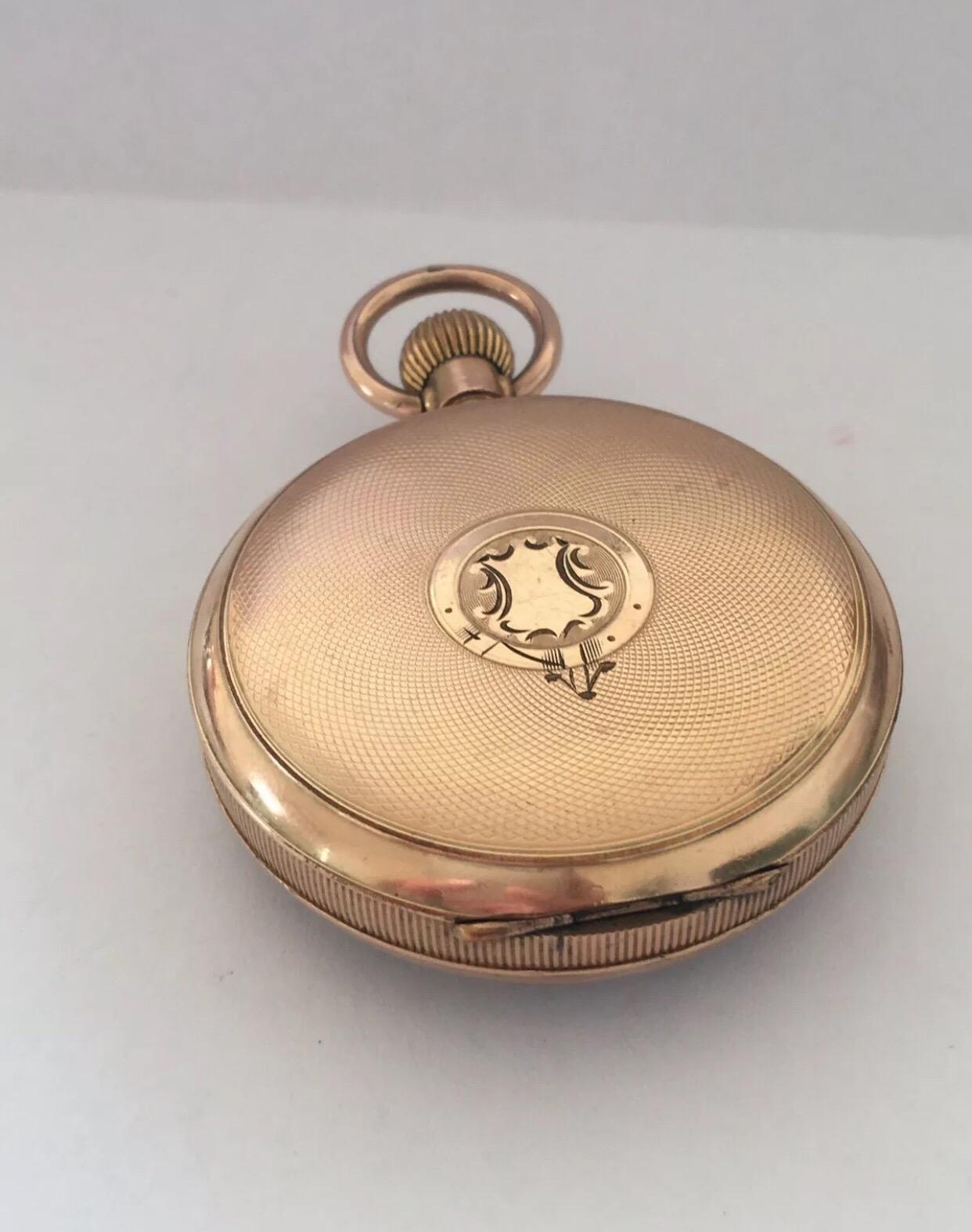 An 8 Days Swiss Made Hebdomas Visible Escapement Gold-Plated Pocket Watch 3