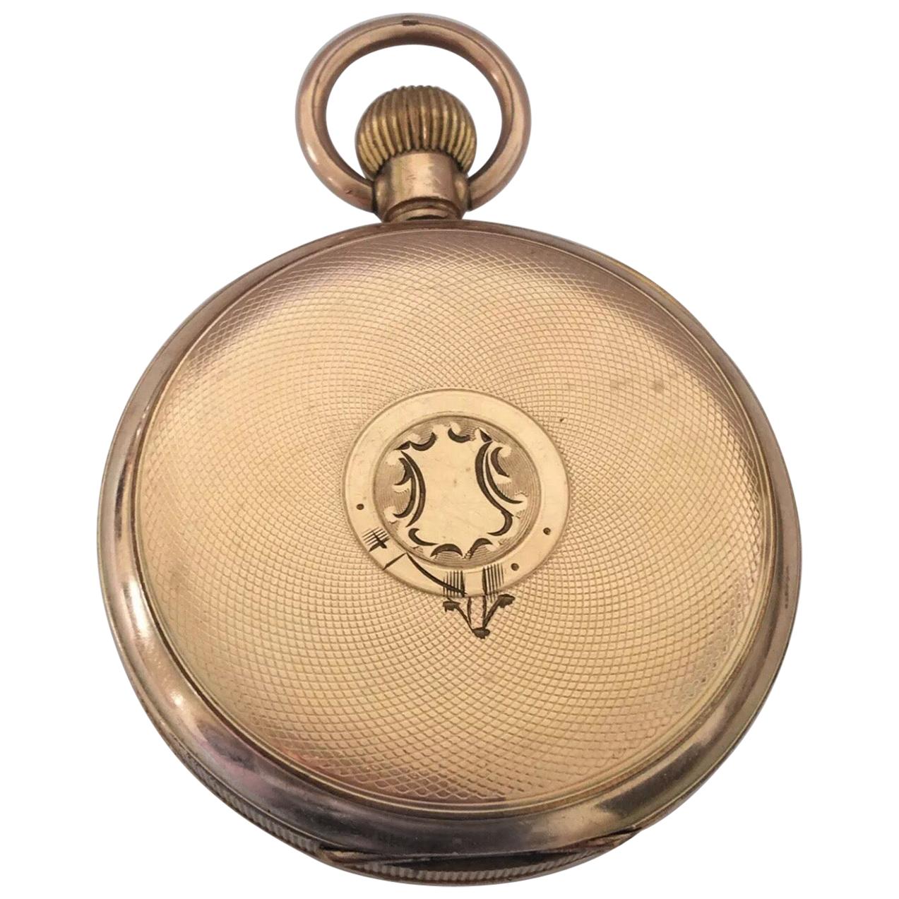 An 8 Days Swiss Made Hebdomas Visible Escapement Gold-Plated Pocket Watch
