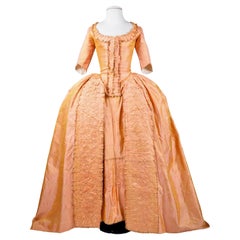 Un vestido à la Française en tafetán cambiante Seda de Florencia - Francés Circa 1785