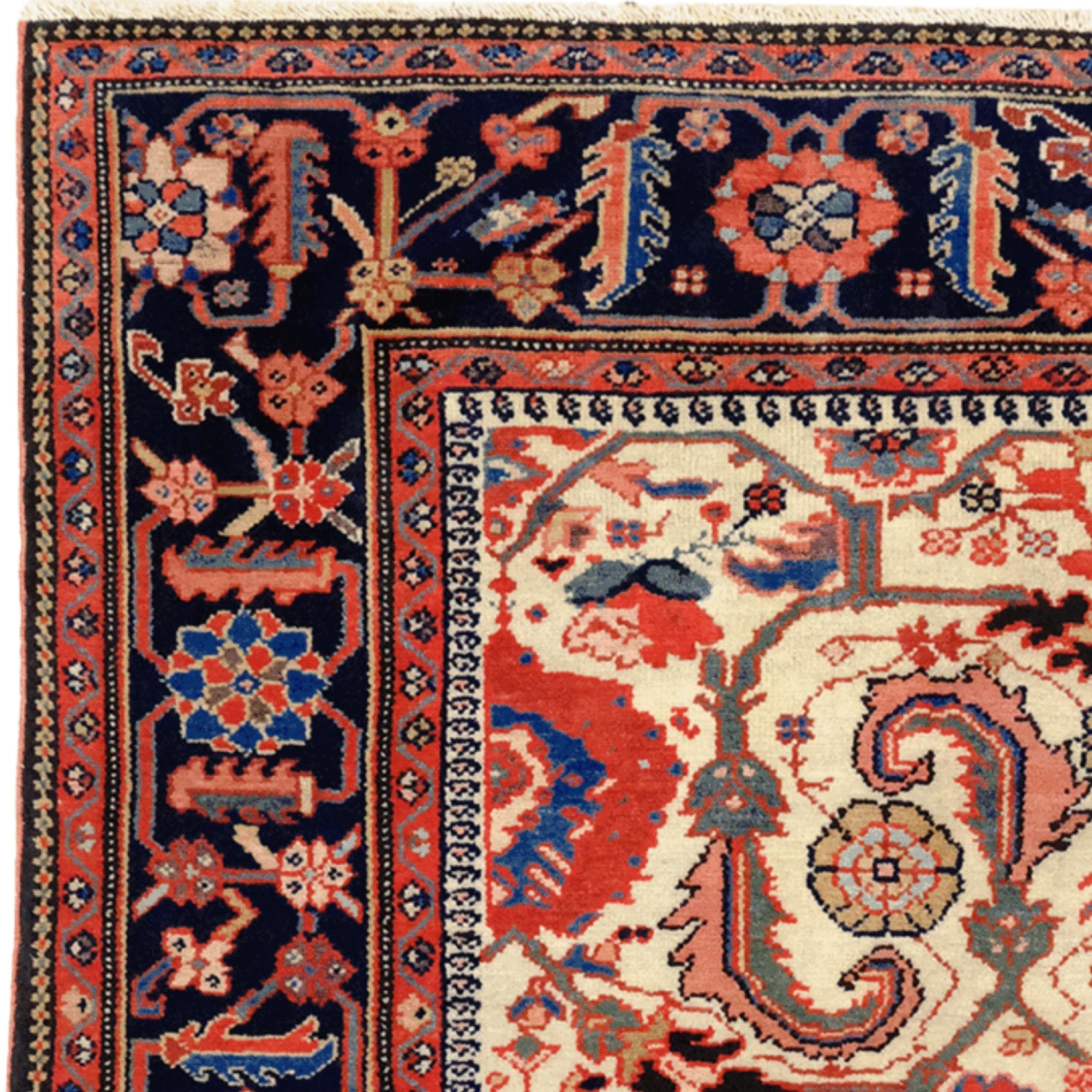 19th Century An Absolute Classical Antique Circa 1880 Malayer Rug For Sale